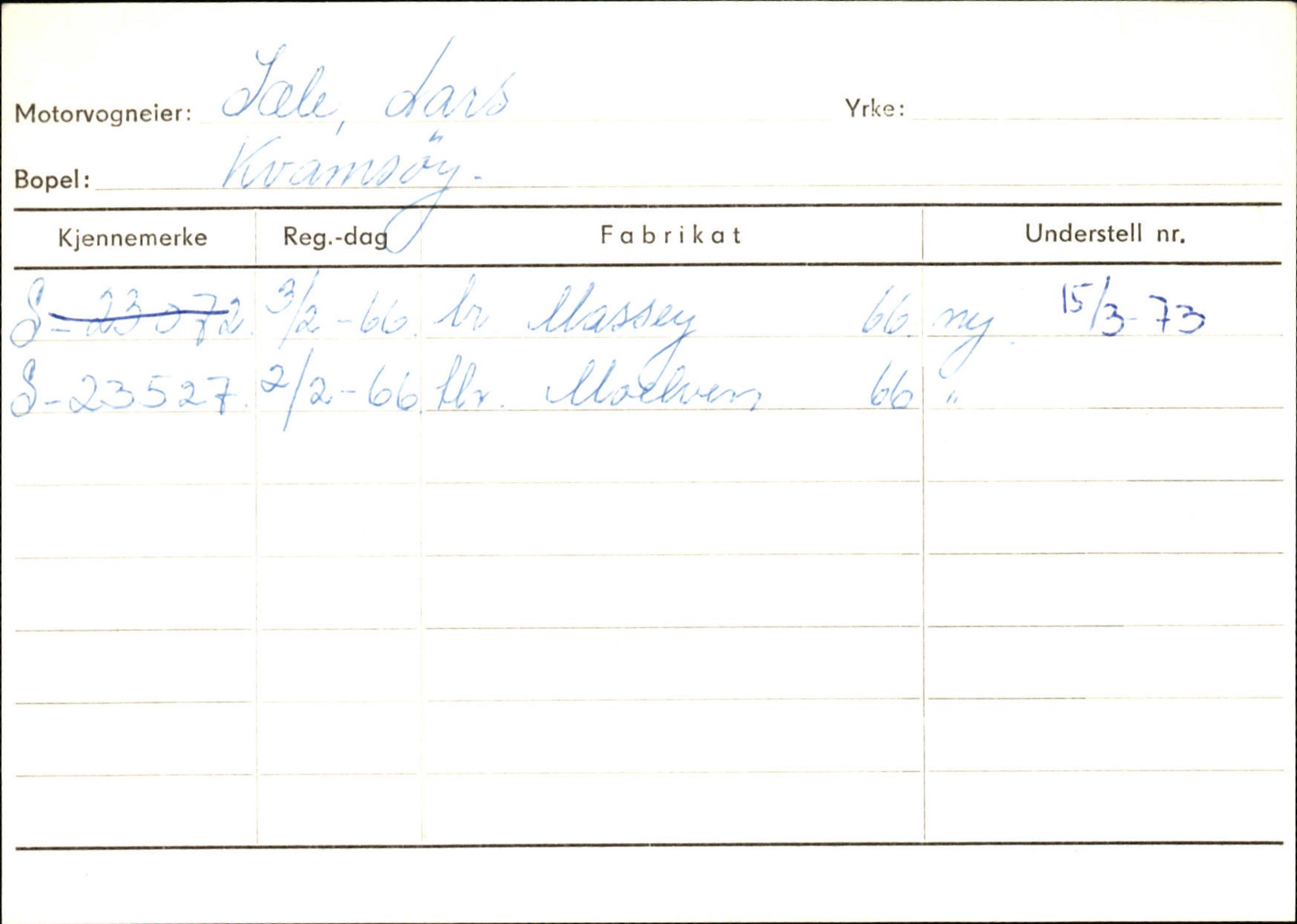 Statens vegvesen, Sogn og Fjordane vegkontor, SAB/A-5301/4/F/L0132: Eigarregister Askvoll A-Å. Balestrand A-Å, 1945-1975, s. 2386