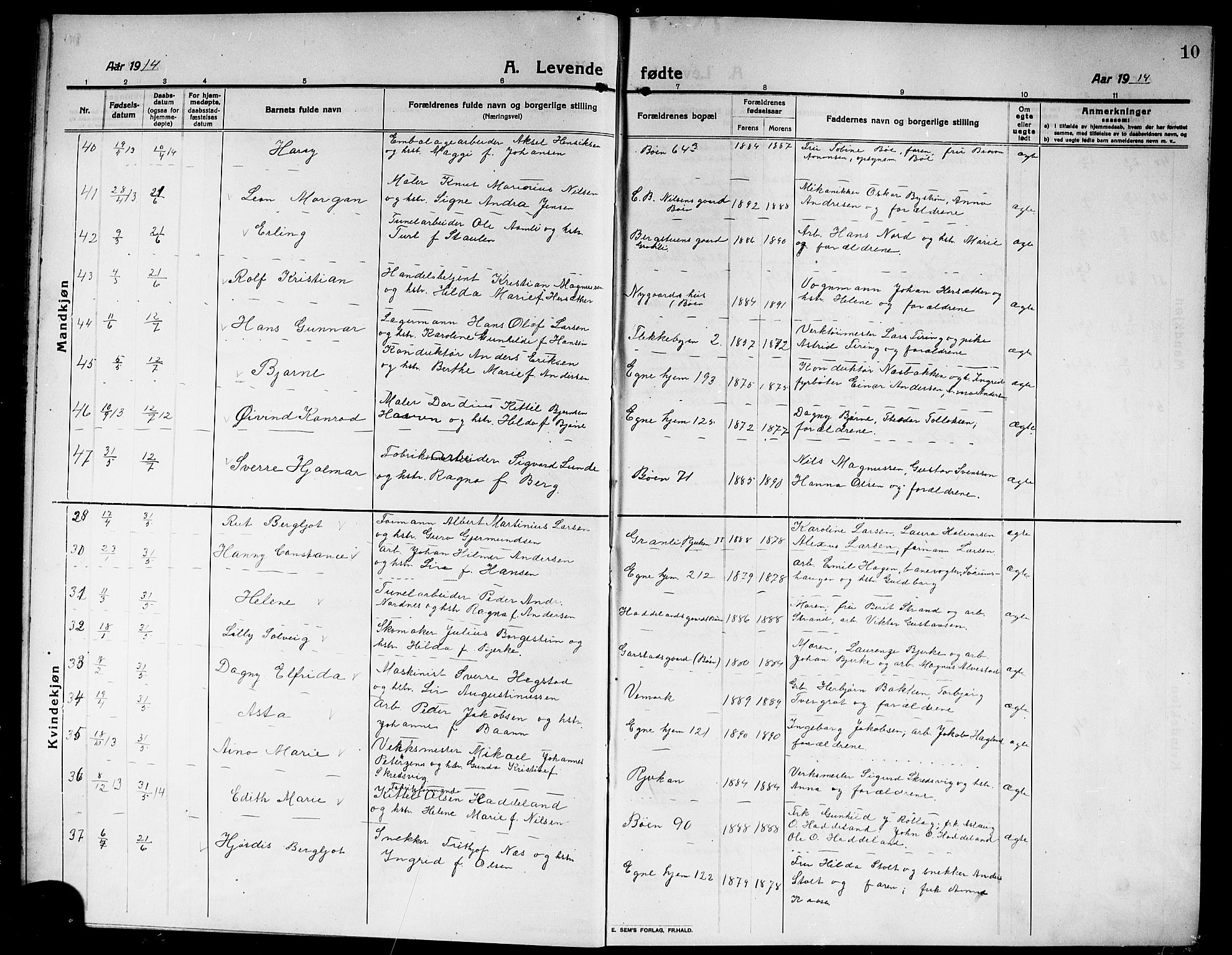Rjukan kirkebøker, AV/SAKO-A-294/G/Ga/L0002: Klokkerbok nr. 2, 1913-1920, s. 10