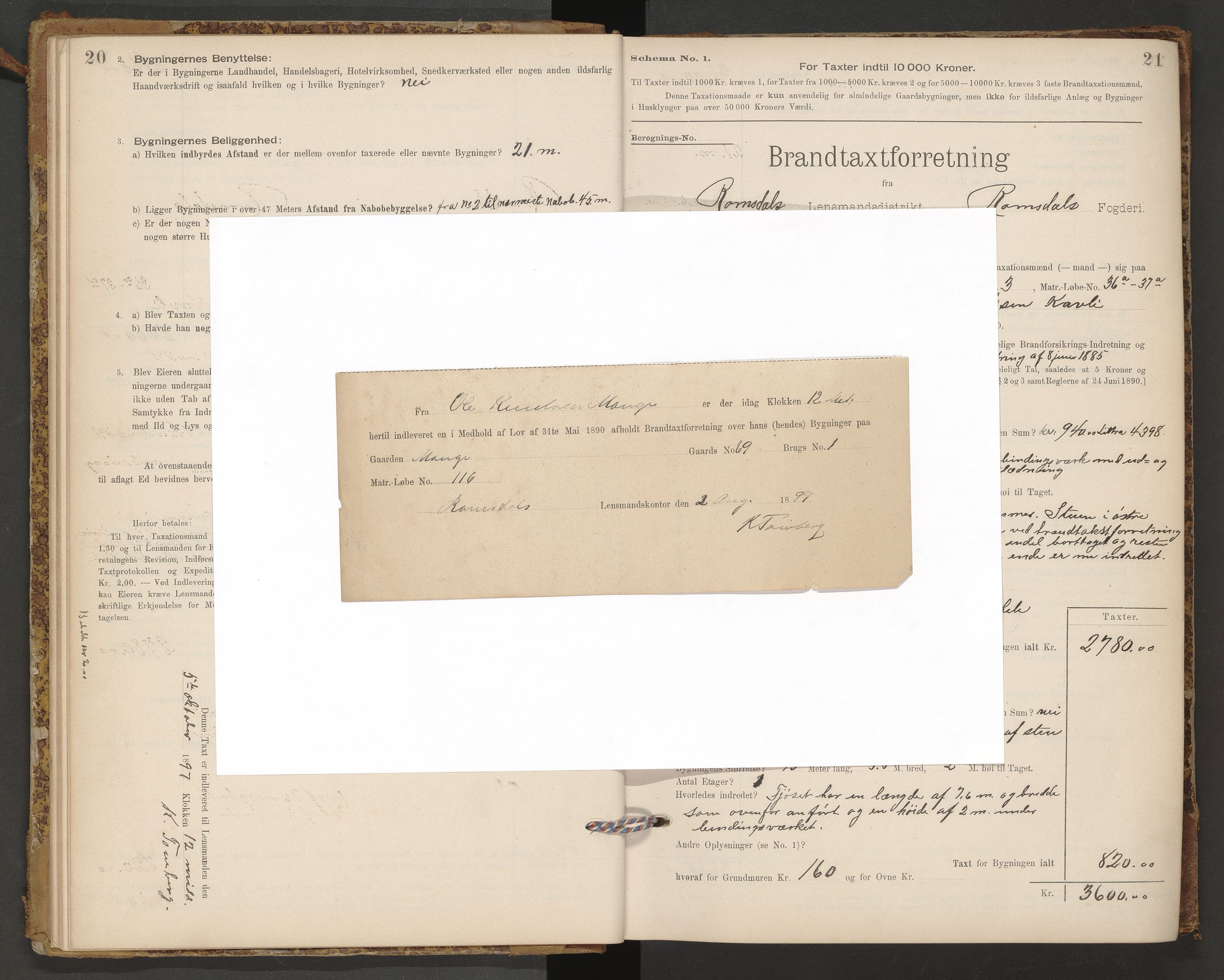 Norges Brannkasse Romsdal, AV/SAT-A-5499/Fb/L0001: Branntakstprotokoll, 1895-1915, s. 20-21
