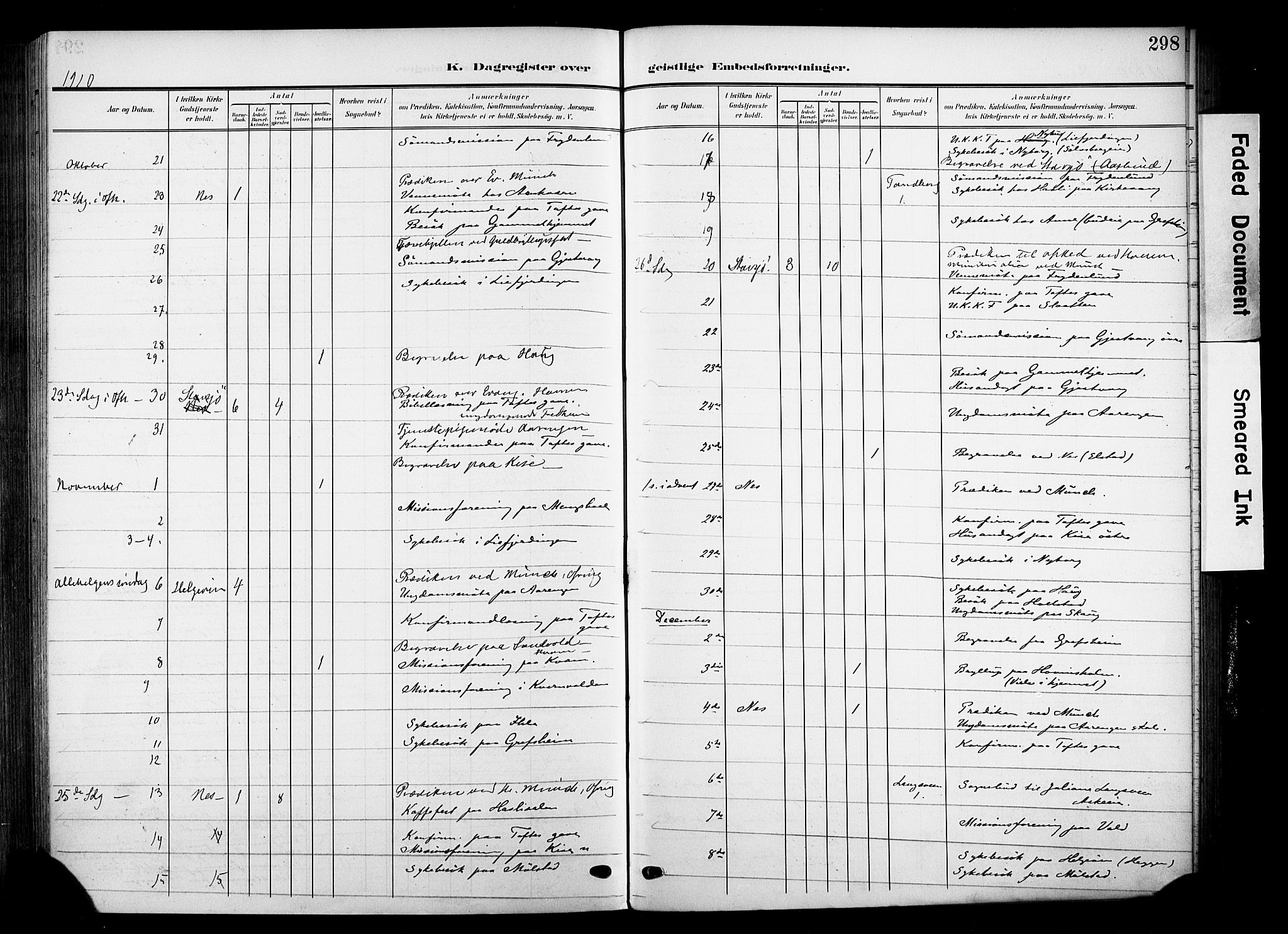 Nes prestekontor, Hedmark, AV/SAH-PREST-020/K/Ka/L0014: Ministerialbok nr. 14, 1906-1929, s. 298