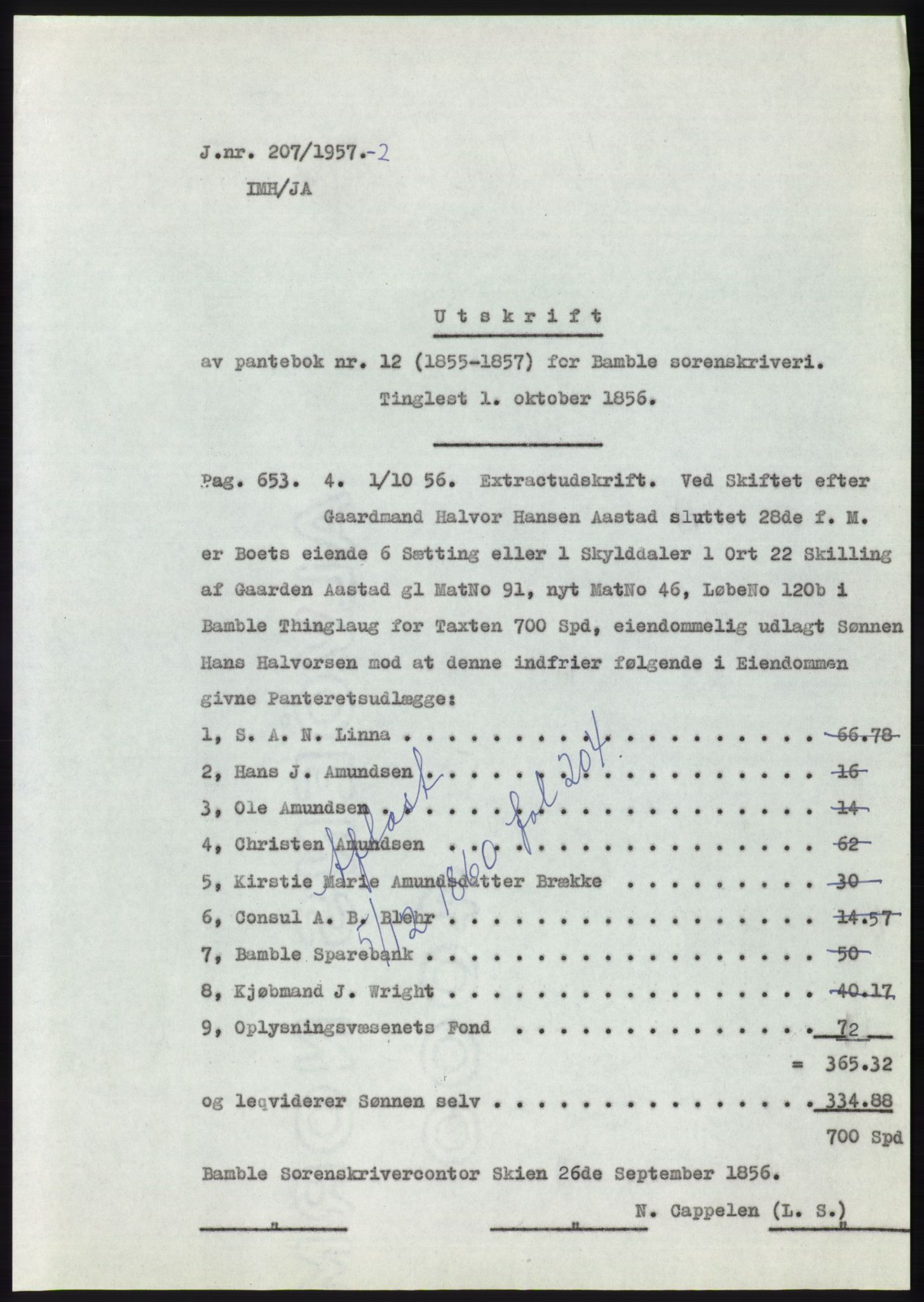 Statsarkivet i Kongsberg, SAKO/A-0001, 1956-1957, s. 271