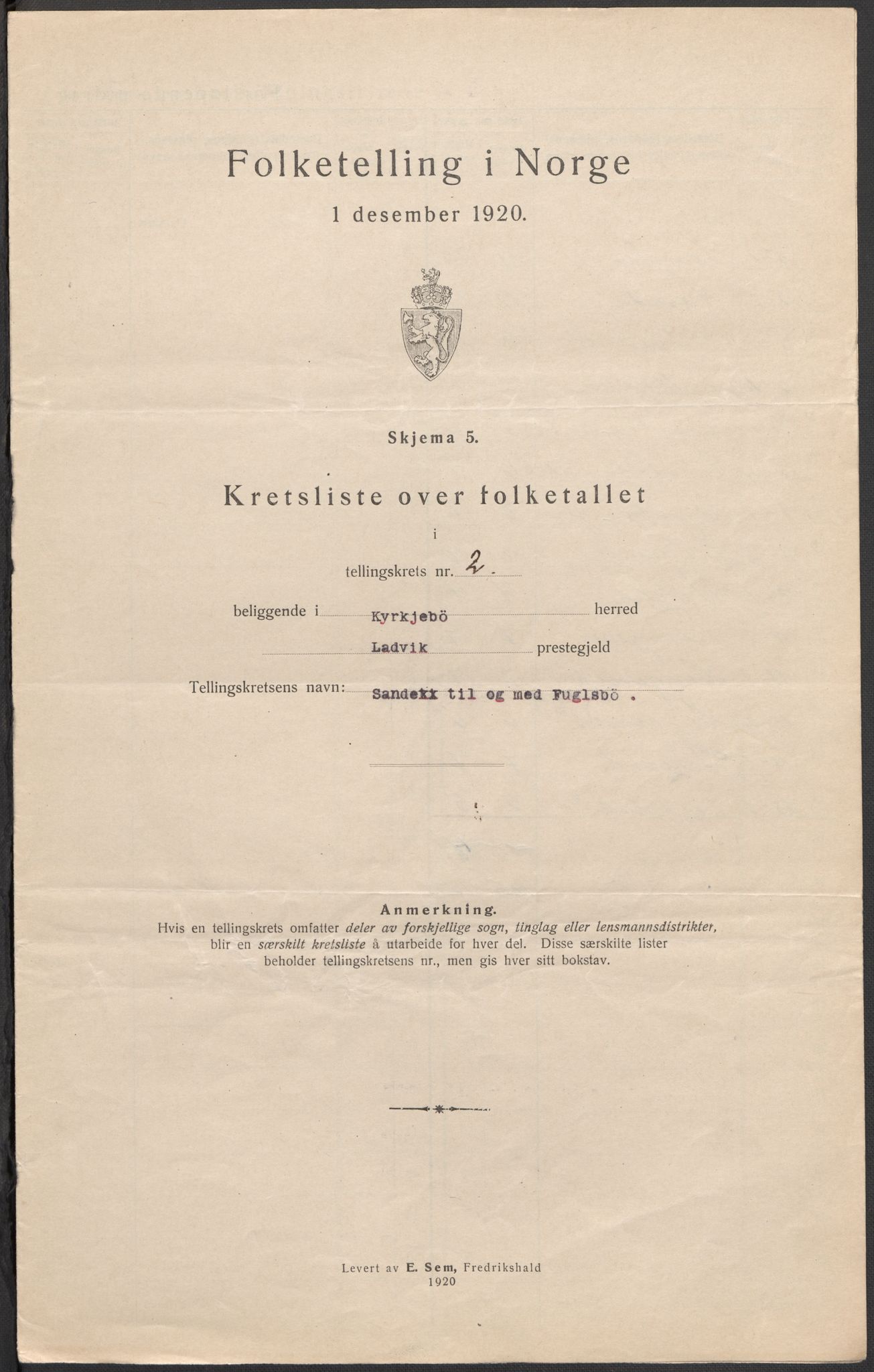 SAB, Folketelling 1920 for 1416 Kyrkjebø herred, 1920, s. 7