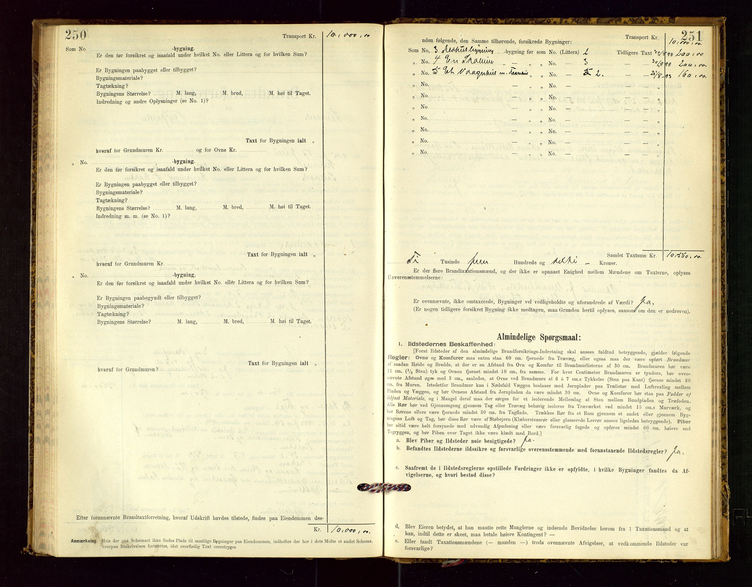 Suldal lensmannskontor, SAST/A-100419/Gob/L0001: "Brandtaxationsprotokol", 1894-1923, s. 250-251