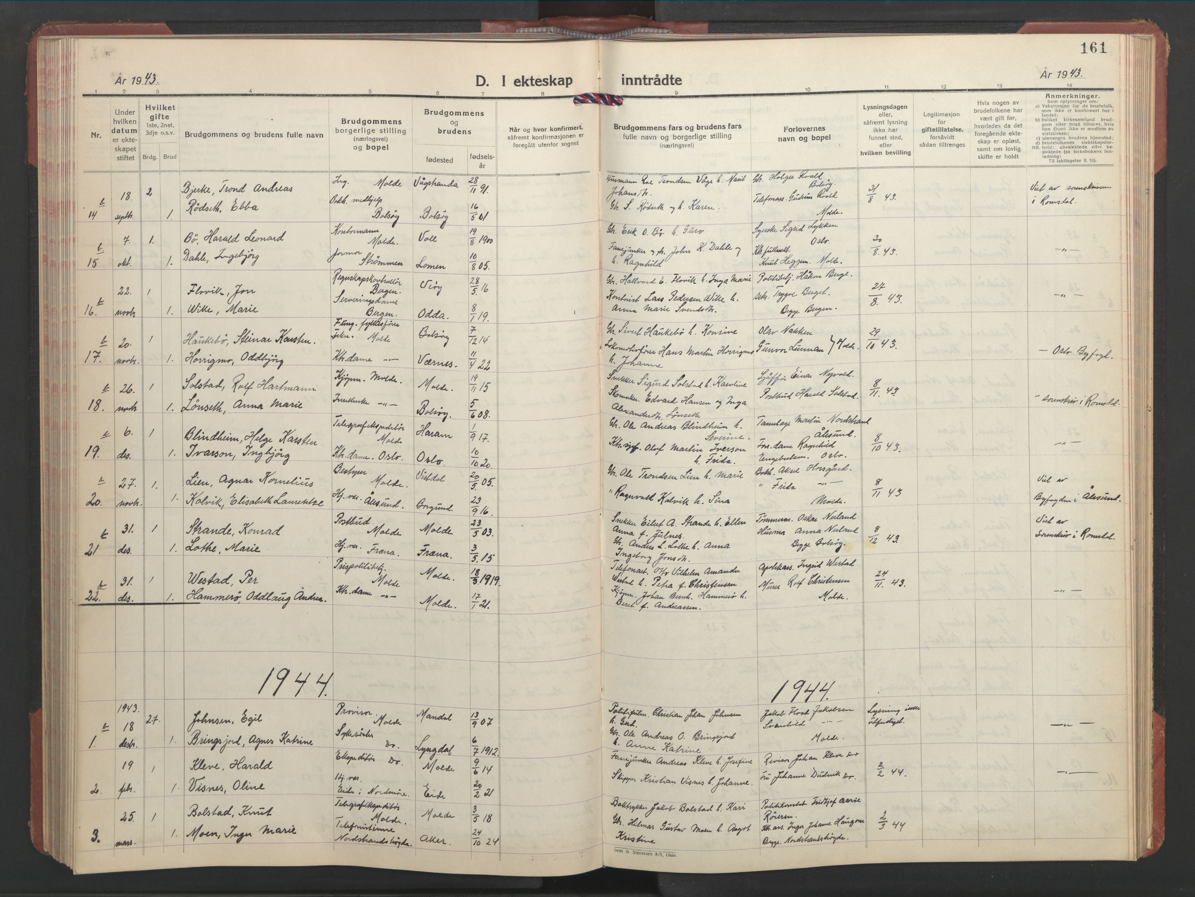 Ministerialprotokoller, klokkerbøker og fødselsregistre - Møre og Romsdal, AV/SAT-A-1454/558/L0705: Klokkerbok nr. 558C06, 1940-1953, s. 161
