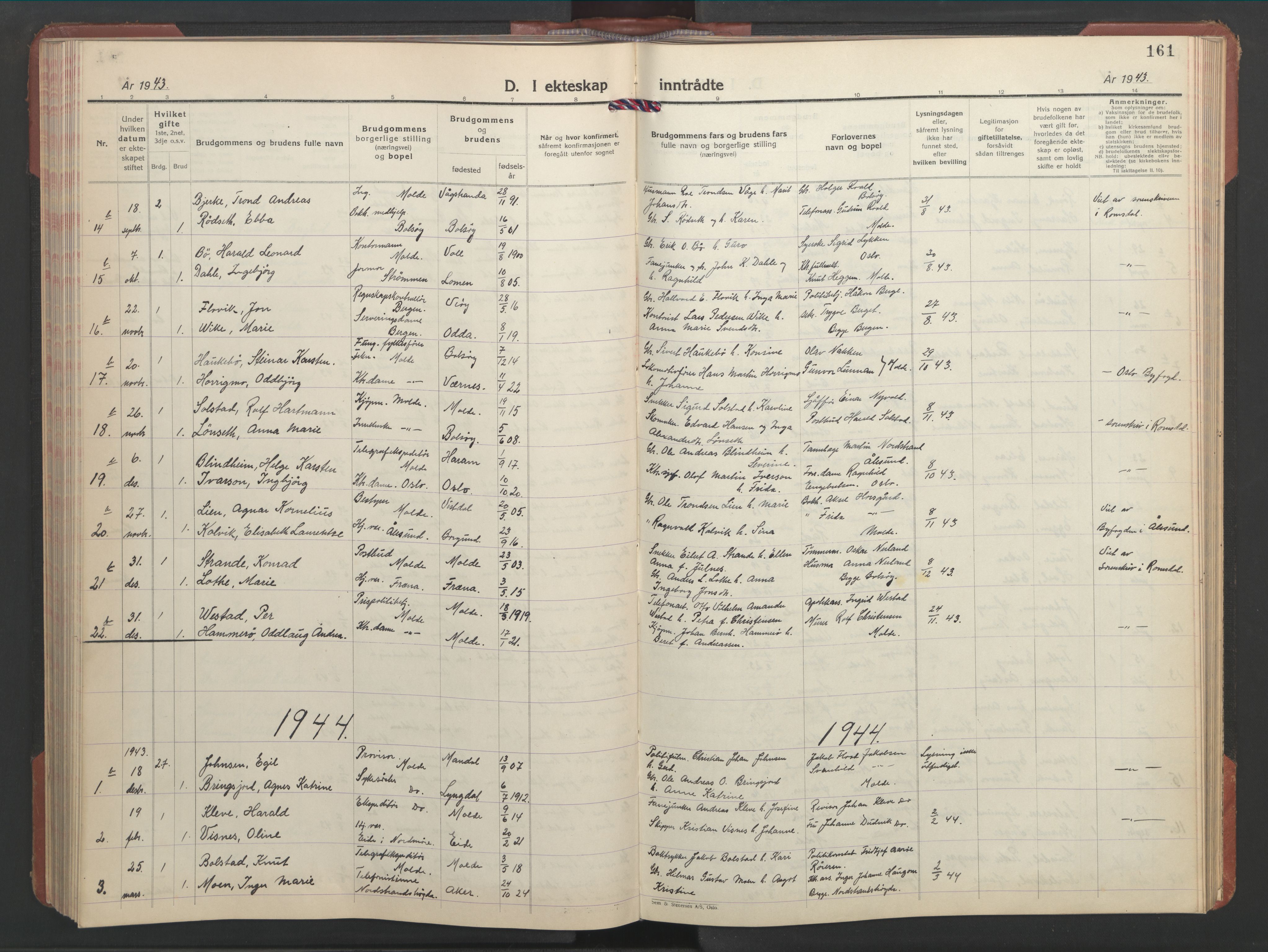 Ministerialprotokoller, klokkerbøker og fødselsregistre - Møre og Romsdal, SAT/A-1454/558/L0705: Klokkerbok nr. 558C06, 1940-1953, s. 161