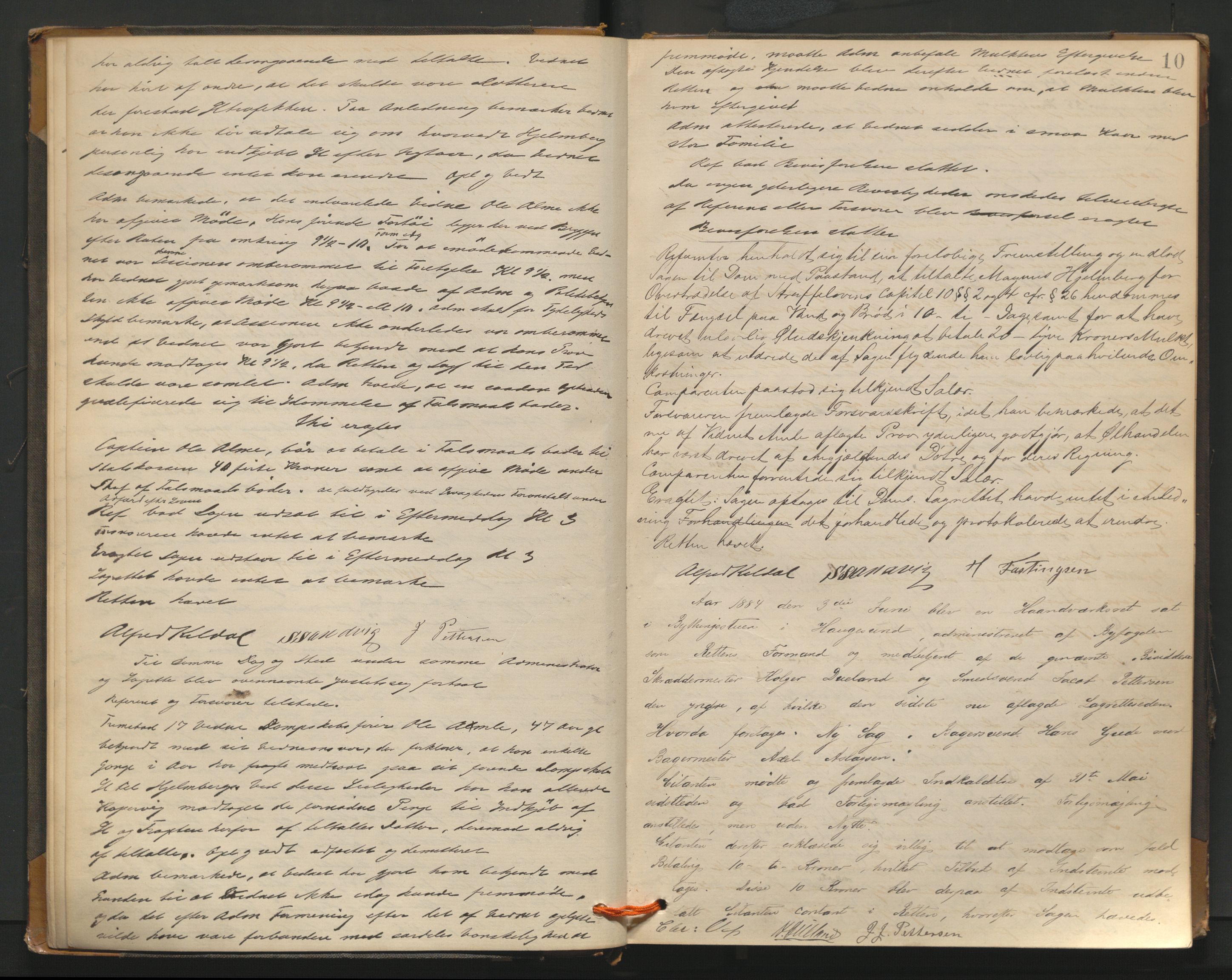 Haugesund tingrett, AV/SAST-A-101415/01/V/VB/VBd/L0001: Ekstrarettsprotokoll, 1883, s. 10