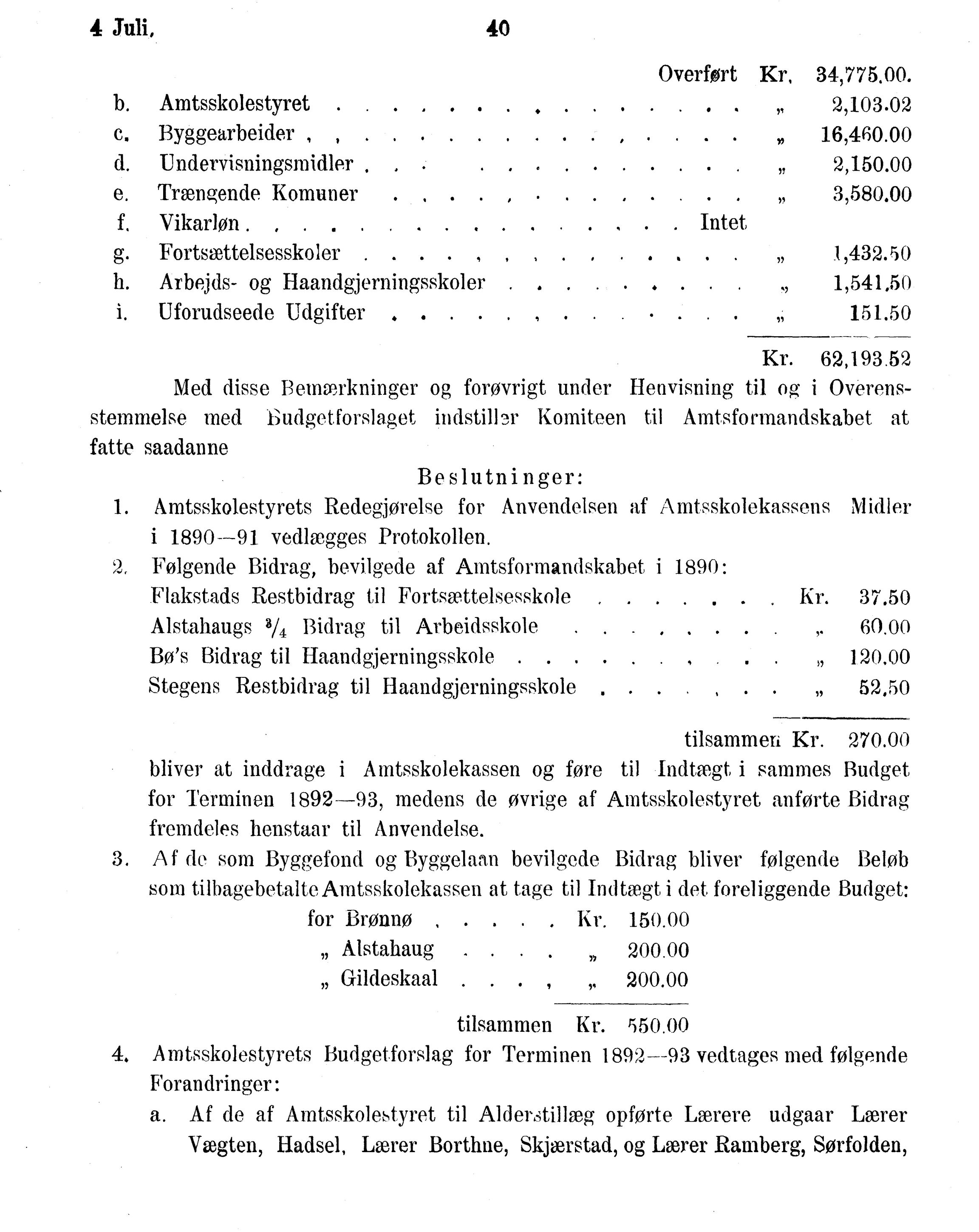 Nordland Fylkeskommune. Fylkestinget, AIN/NFK-17/176/A/Ac/L0016: Fylkestingsforhandlinger 1891-1893, 1891-1893