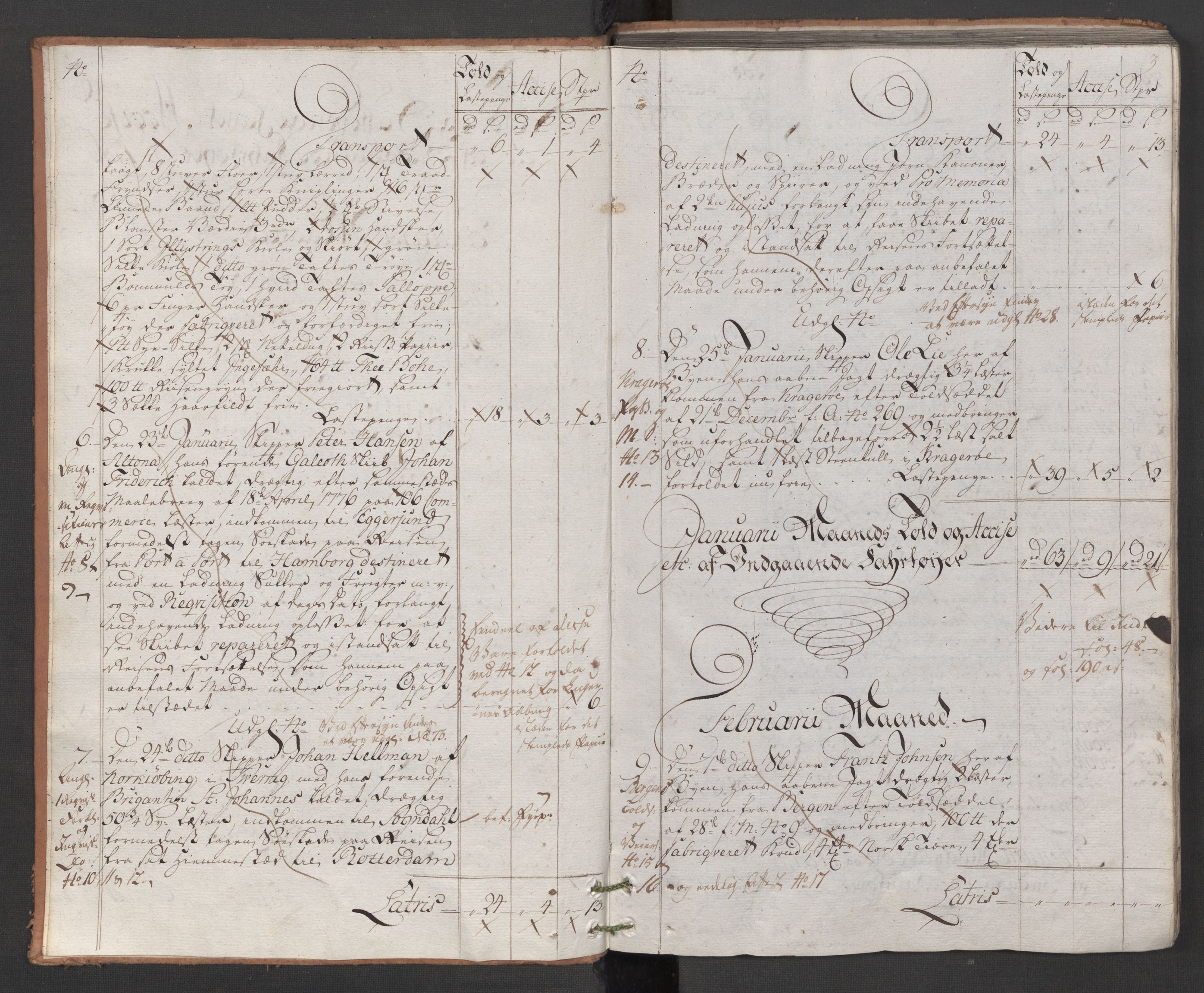 Generaltollkammeret, tollregnskaper, AV/RA-EA-5490/R22/L0048/0001: Tollregnskaper Stavanger / Hovedtollbok, 1786, s. 2b-3a
