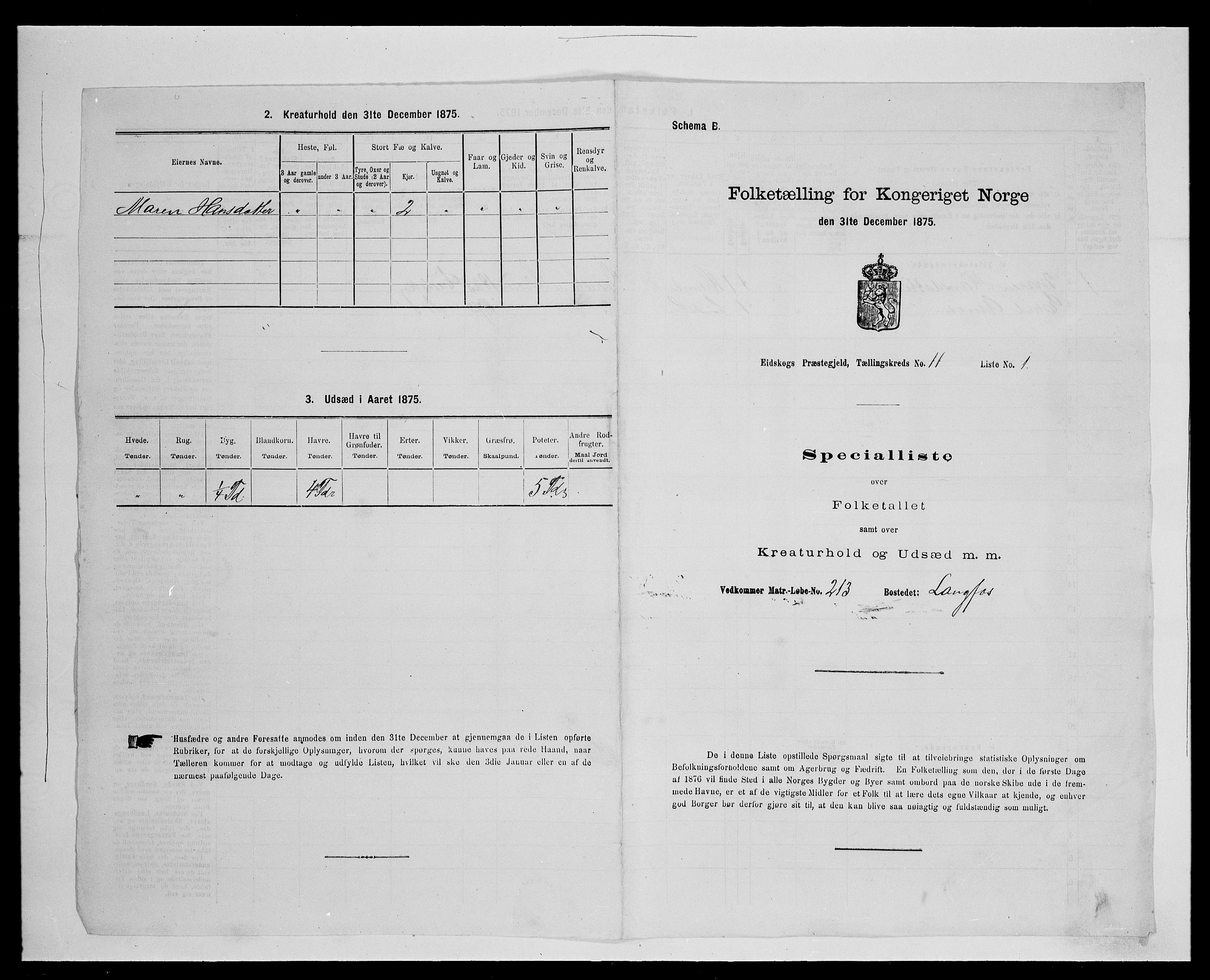 SAH, Folketelling 1875 for 0420P Eidskog prestegjeld, 1875, s. 1968