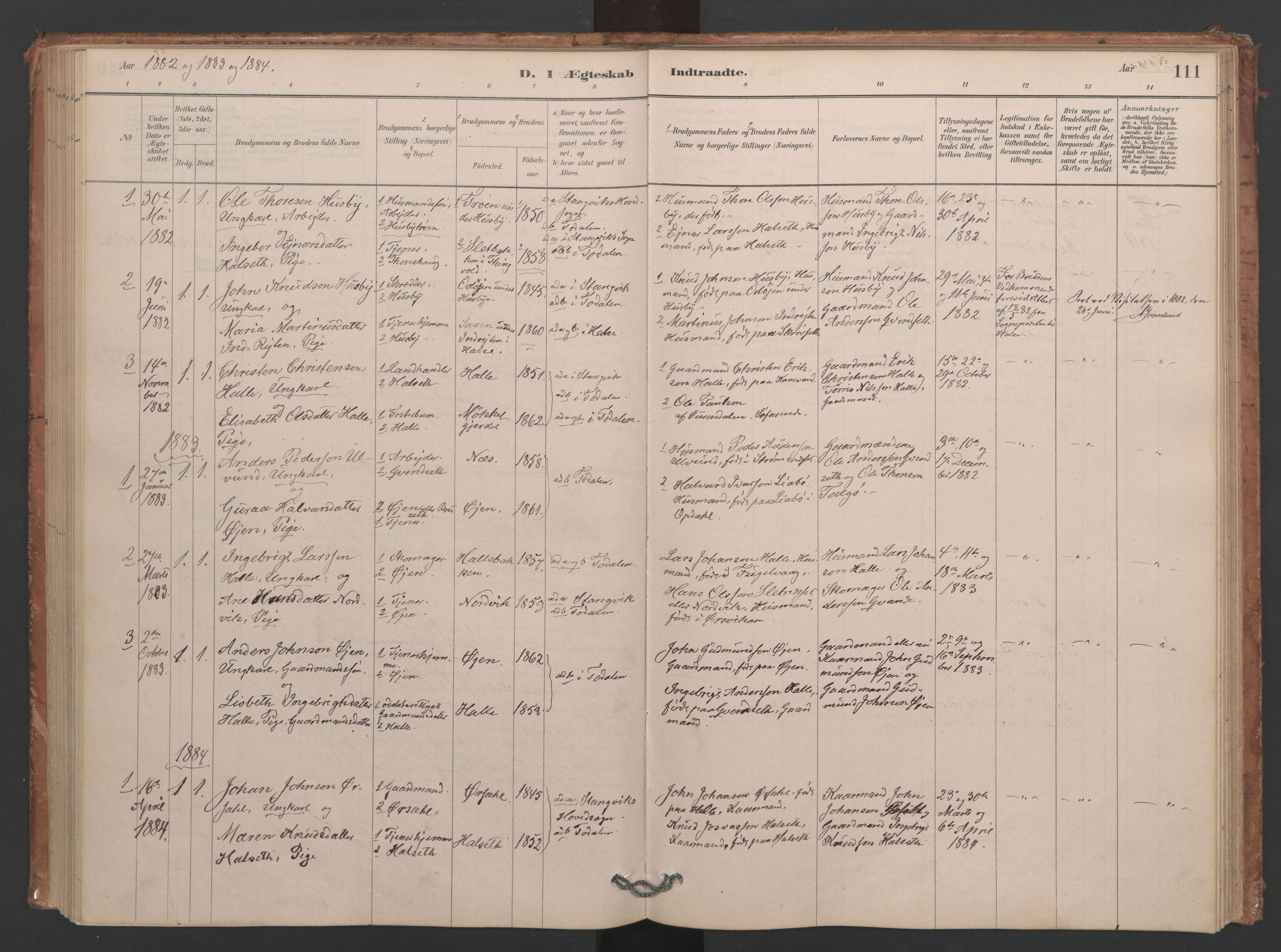Ministerialprotokoller, klokkerbøker og fødselsregistre - Møre og Romsdal, AV/SAT-A-1454/593/L1034: Ministerialbok nr. 593A01, 1879-1911, s. 111
