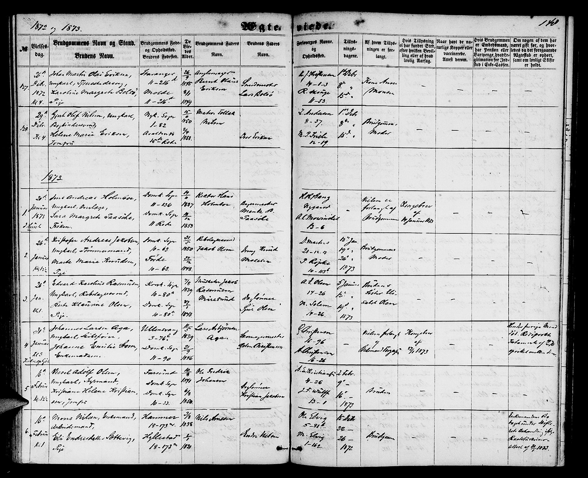 Domkirken sokneprestembete, AV/SAB-A-74801/H/Hab/L0030: Klokkerbok nr. D 2, 1857-1876, s. 148