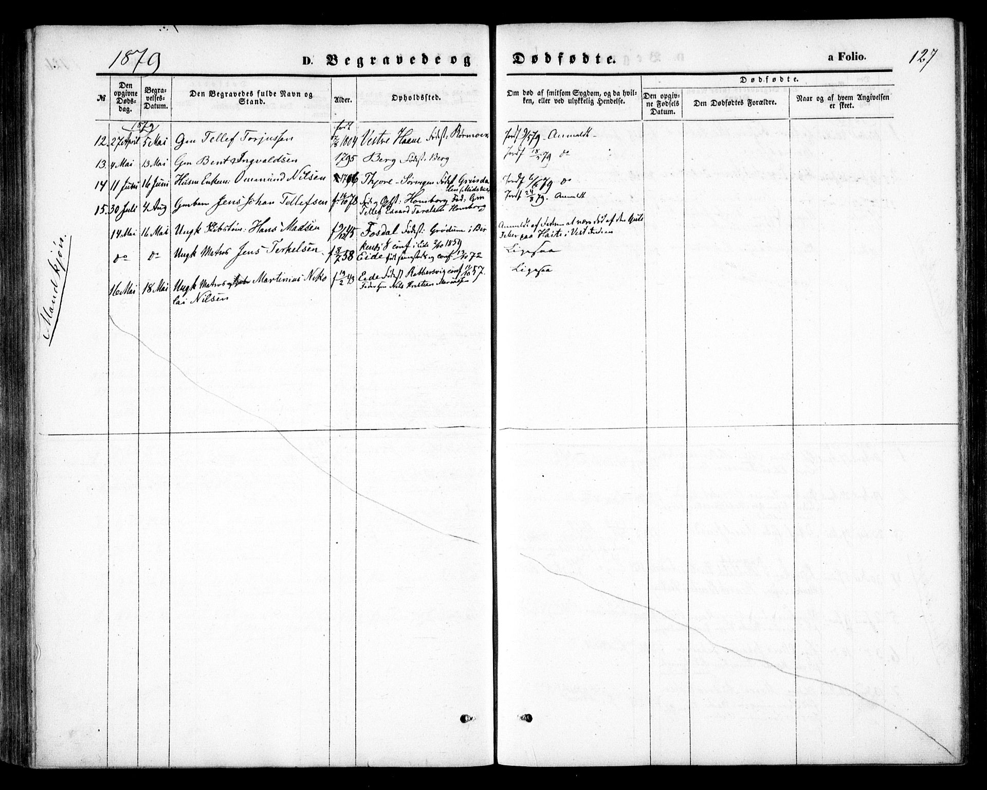Hommedal sokneprestkontor, SAK/1111-0023/F/Fa/Faa/L0002: Ministerialbok nr. A 2, 1861-1884, s. 127