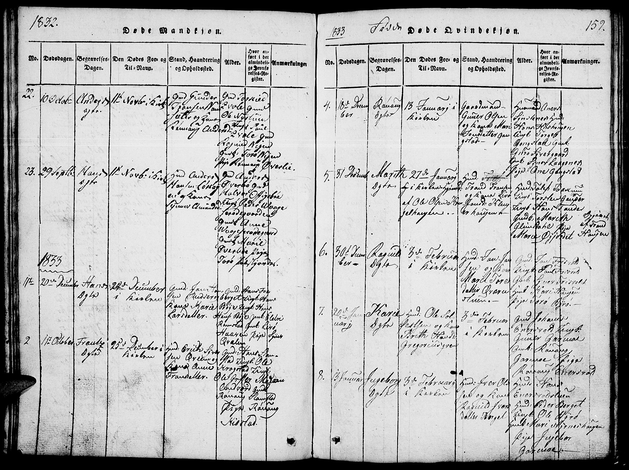 Lom prestekontor, AV/SAH-PREST-070/L/L0001: Klokkerbok nr. 1, 1815-1836, s. 159