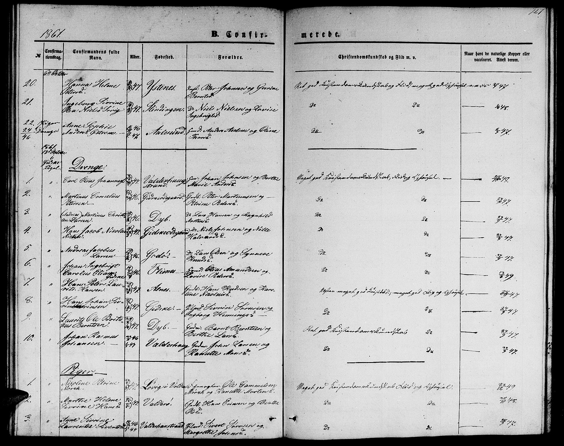 Ministerialprotokoller, klokkerbøker og fødselsregistre - Møre og Romsdal, AV/SAT-A-1454/528/L0427: Klokkerbok nr. 528C08, 1855-1864, s. 127