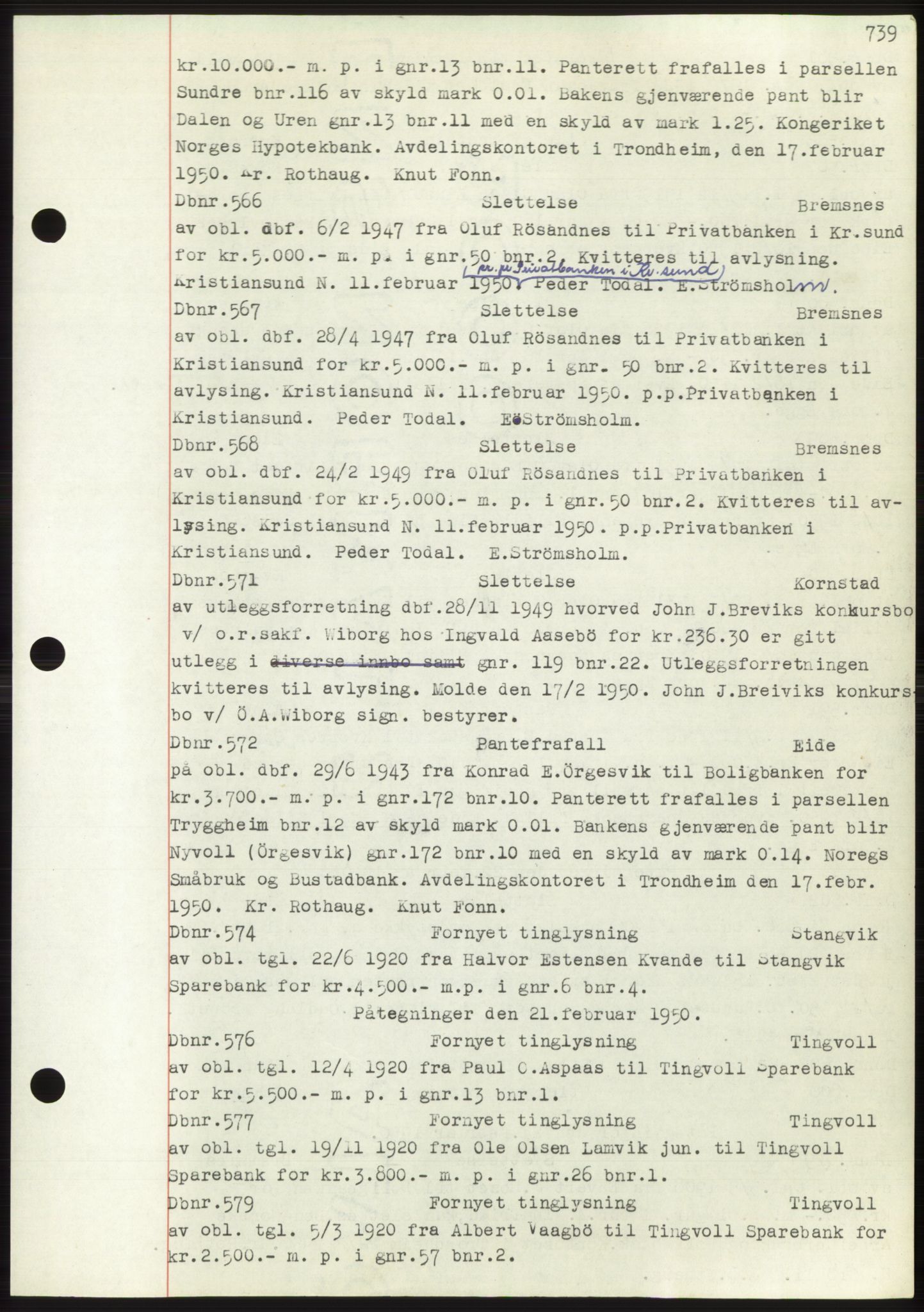 Nordmøre sorenskriveri, SAT/A-4132/1/2/2Ca: Pantebok nr. C82b, 1946-1951, Dagboknr: 566/1950