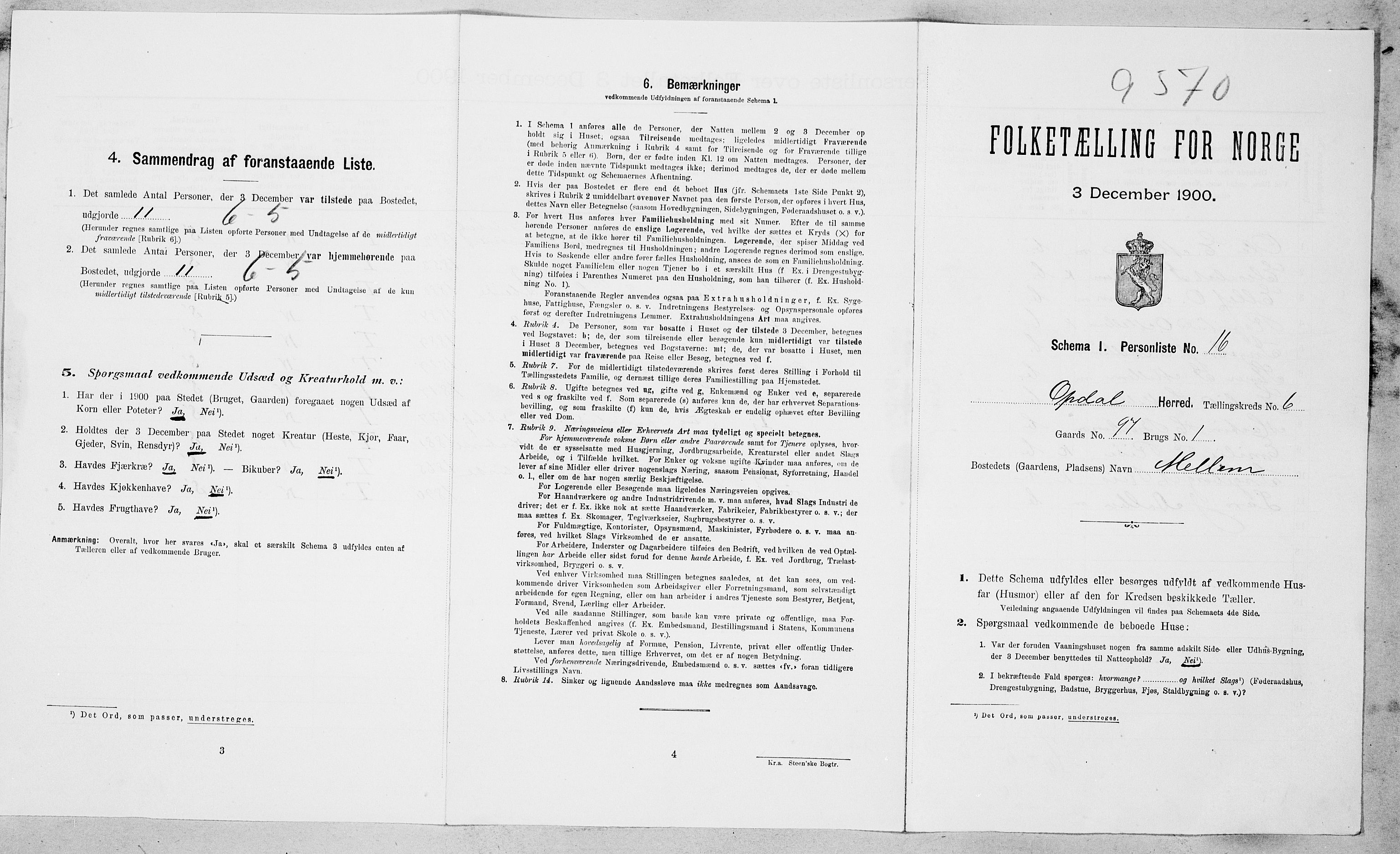 SAT, Folketelling 1900 for 1634 Oppdal herred, 1900, s. 606