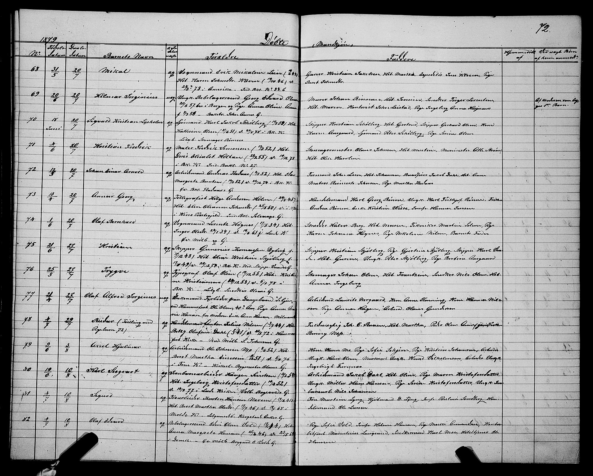 Ministerialprotokoller, klokkerbøker og fødselsregistre - Sør-Trøndelag, AV/SAT-A-1456/604/L0220: Klokkerbok nr. 604C03, 1870-1885, s. 72