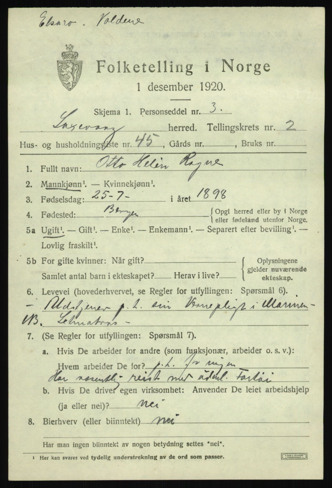 SAB, Folketelling 1920 for 1248 Laksevåg herred, 1920, s. 6844