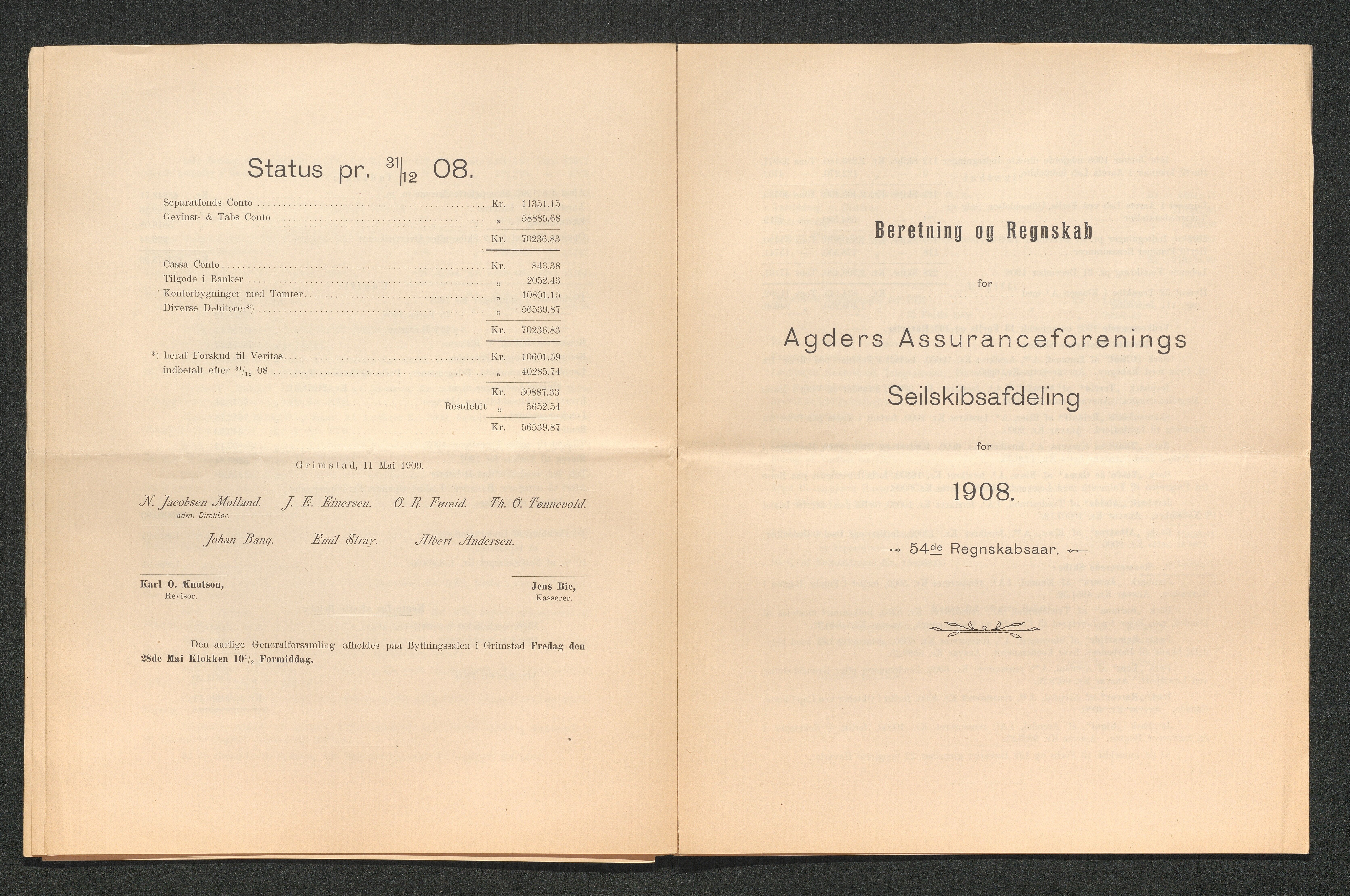 Agders Gjensidige Assuranceforening, AAKS/PA-1718/05/L0003: Regnskap, seilavdeling, pakkesak, 1890-1912