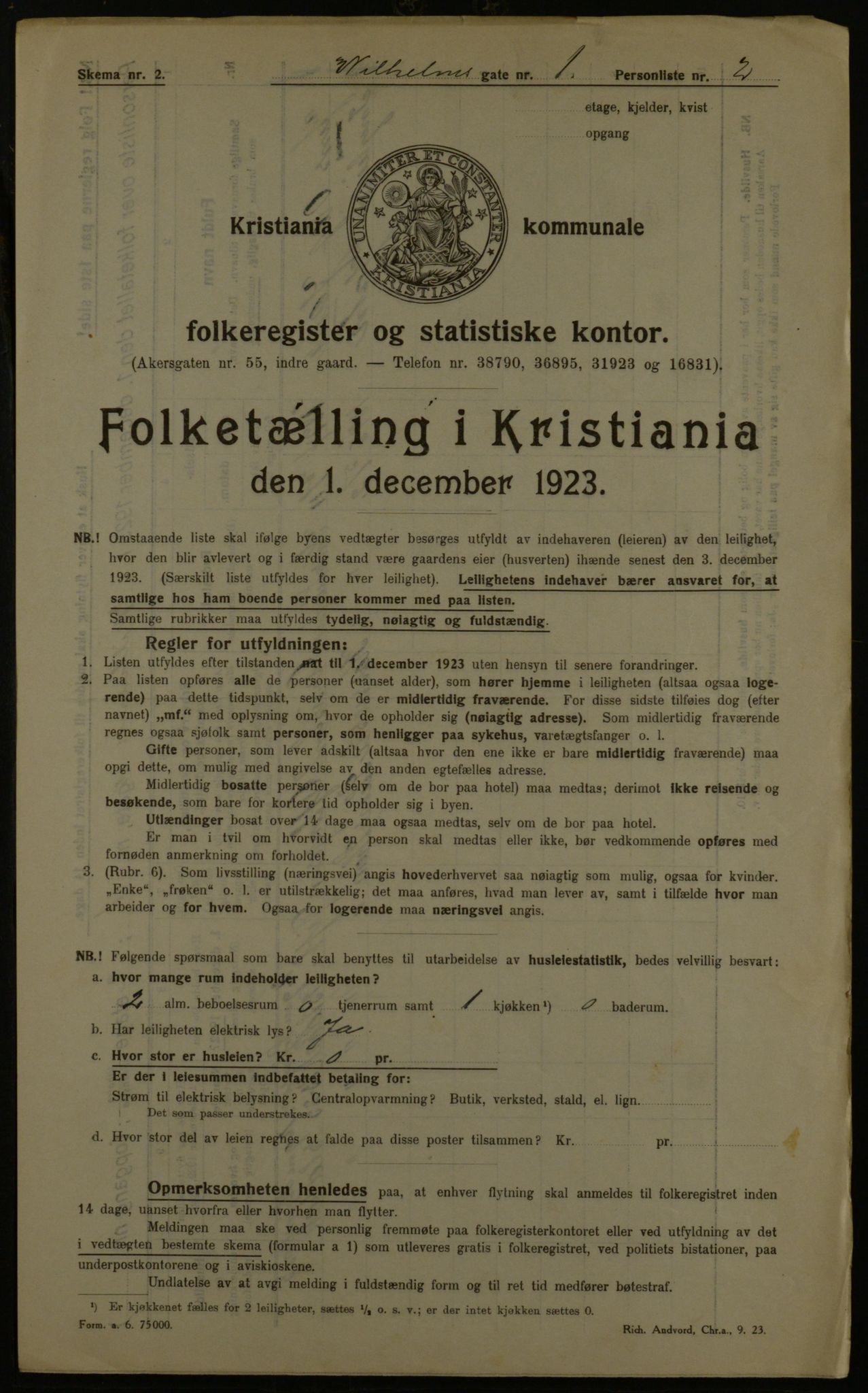 OBA, Kommunal folketelling 1.12.1923 for Kristiania, 1923, s. 141441