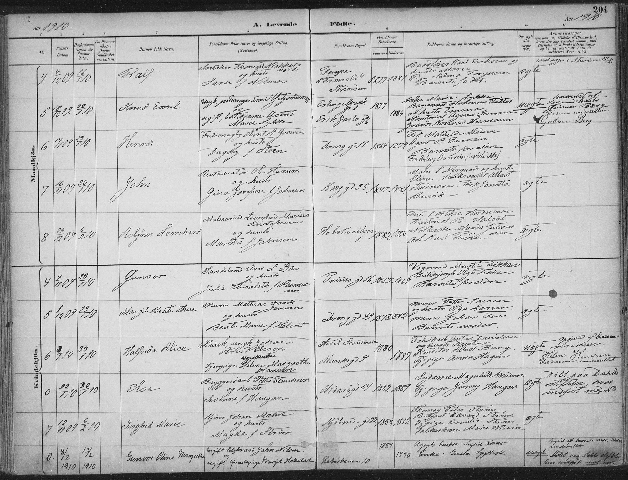 Ministerialprotokoller, klokkerbøker og fødselsregistre - Sør-Trøndelag, SAT/A-1456/601/L0062: Ministerialbok nr. 601A30, 1891-1911, s. 204
