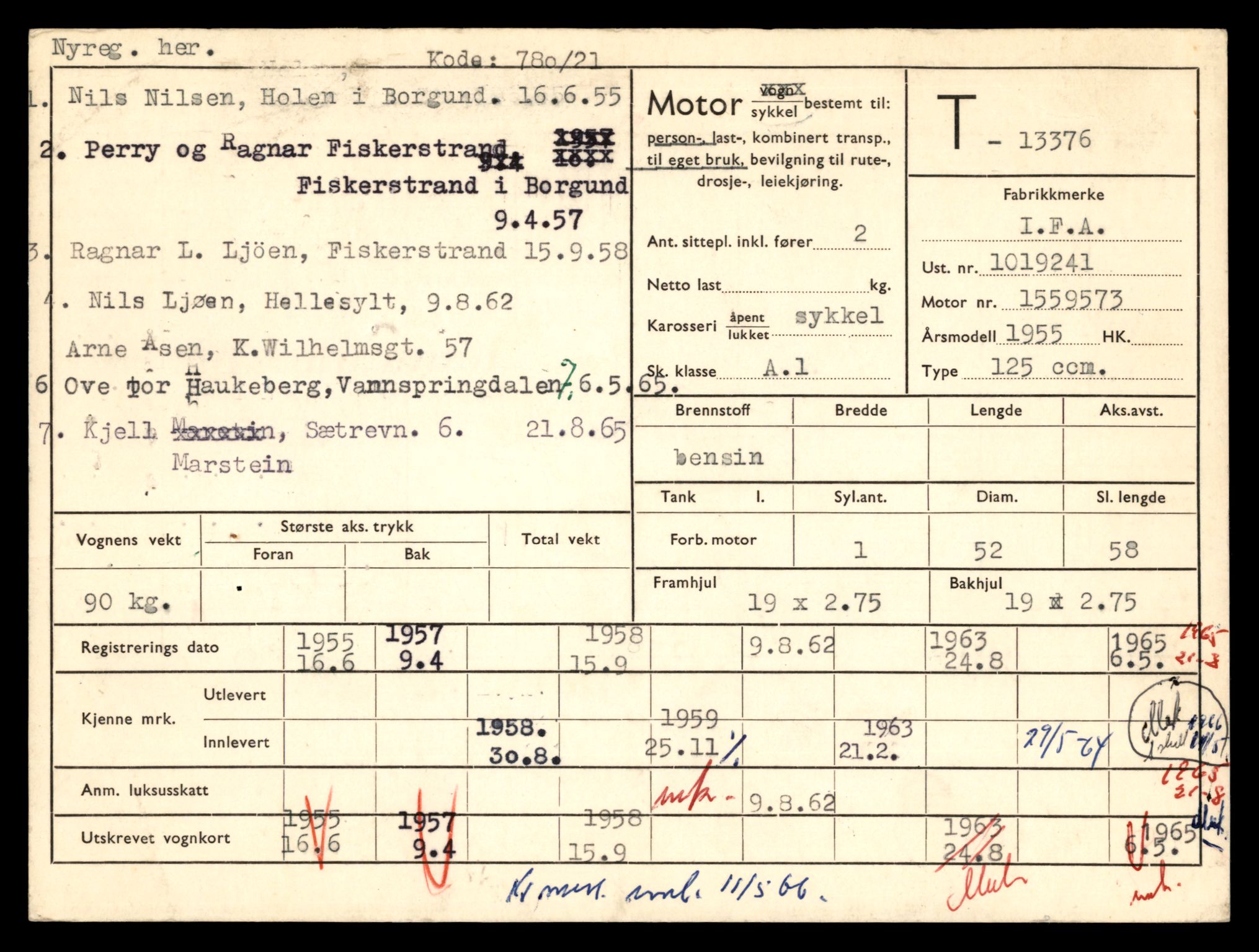 Møre og Romsdal vegkontor - Ålesund trafikkstasjon, AV/SAT-A-4099/F/Fe/L0039: Registreringskort for kjøretøy T 13361 - T 13530, 1927-1998, s. 235