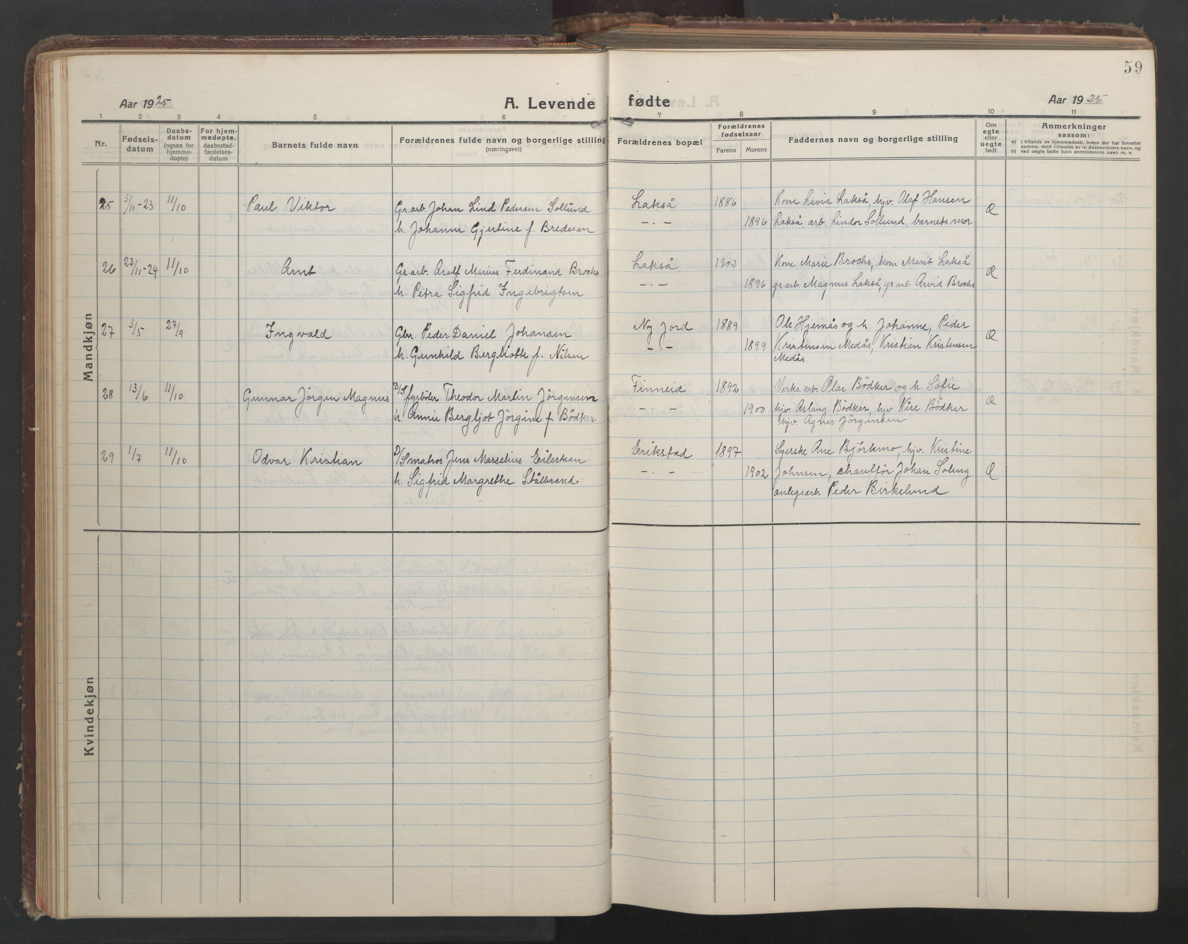 Ministerialprotokoller, klokkerbøker og fødselsregistre - Nordland, AV/SAT-A-1459/849/L0700: Klokkerbok nr. 849C01, 1919-1946, s. 59