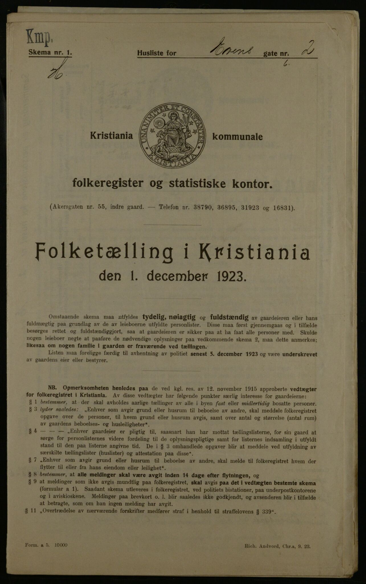 OBA, Kommunal folketelling 1.12.1923 for Kristiania, 1923, s. 25762