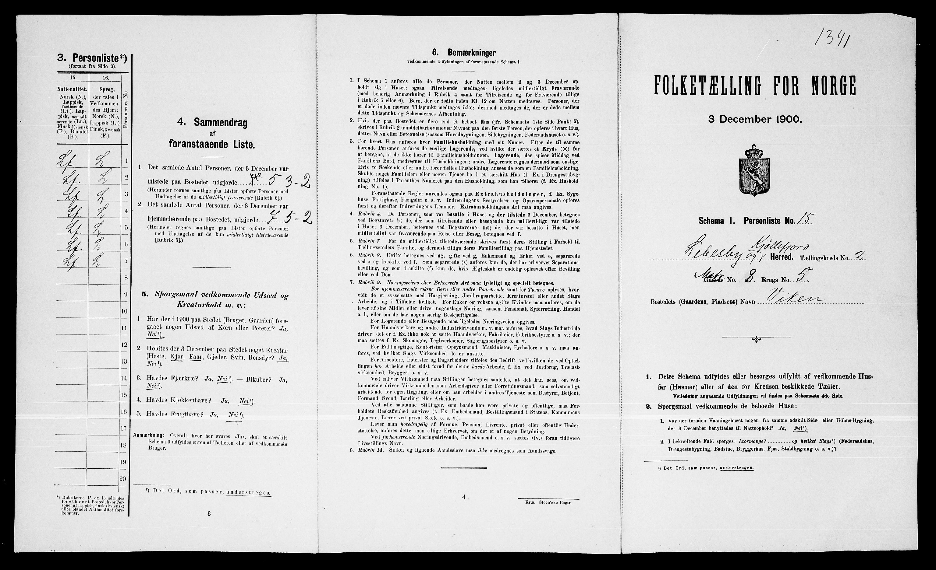 SATØ, Folketelling 1900 for 2022 Lebesby herred, 1900, s. 140