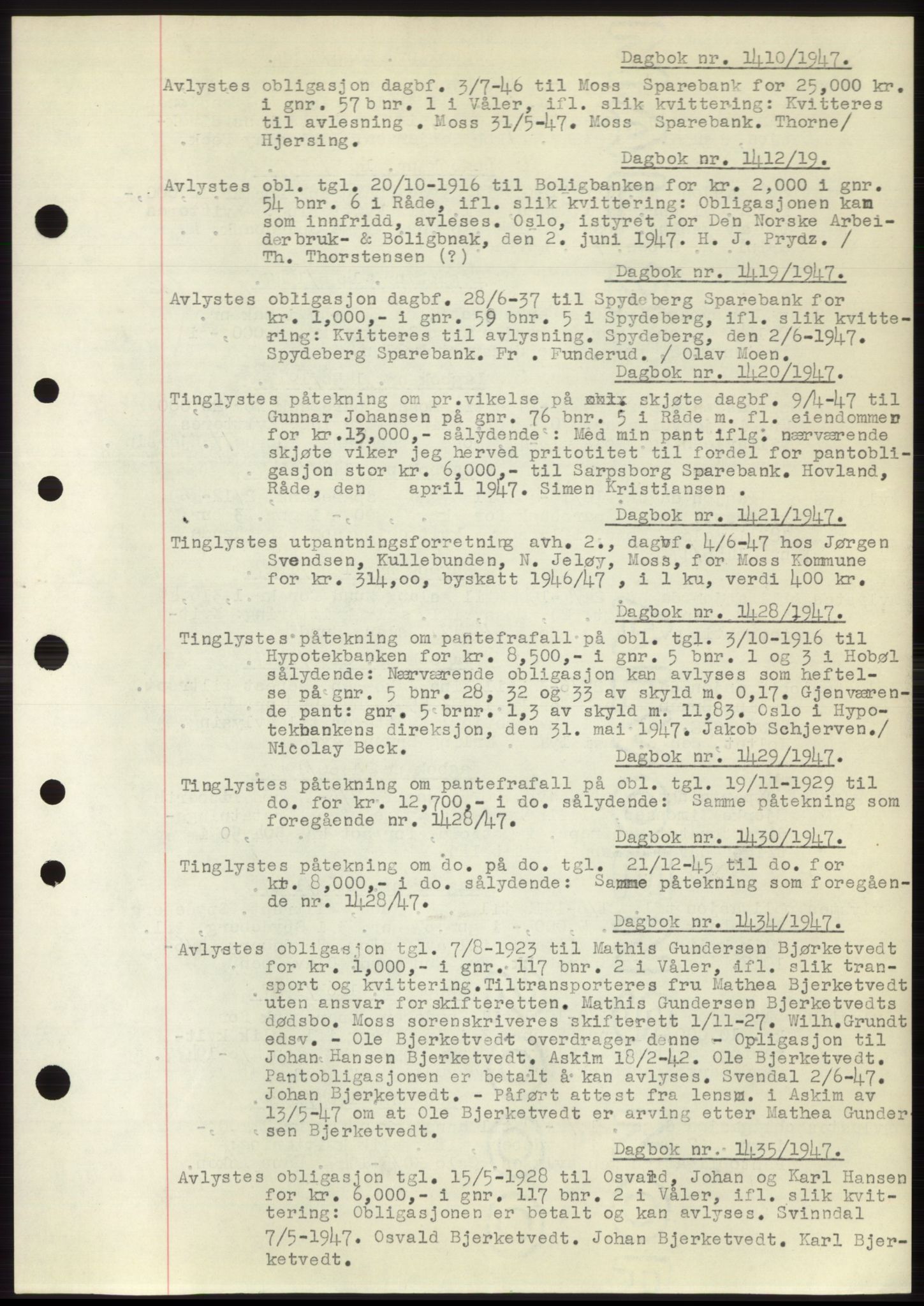 Moss sorenskriveri, SAO/A-10168: Pantebok nr. C10, 1938-1950, Dagboknr: 1410/1947