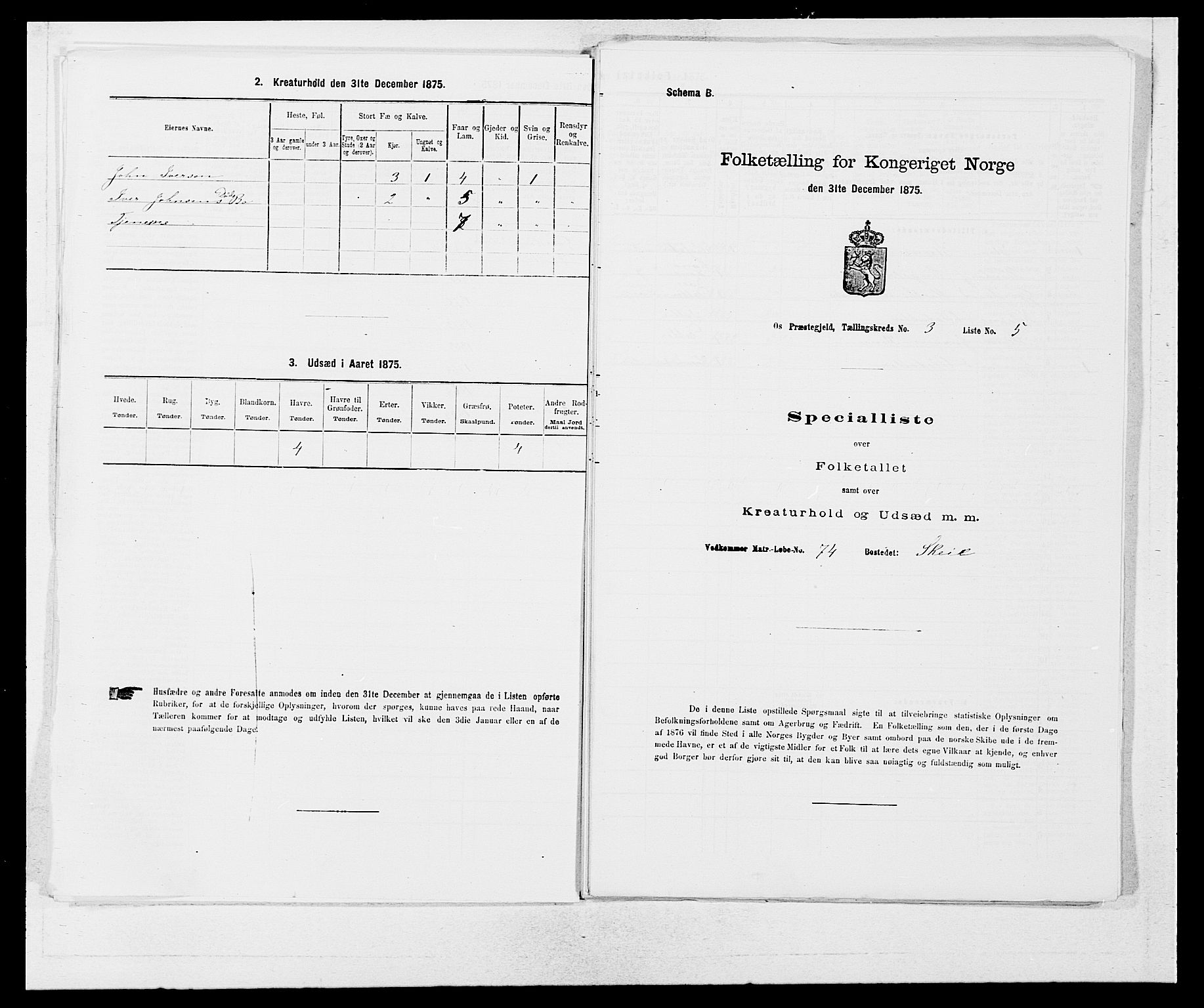 SAB, Folketelling 1875 for 1243P Os prestegjeld, 1875, s. 275