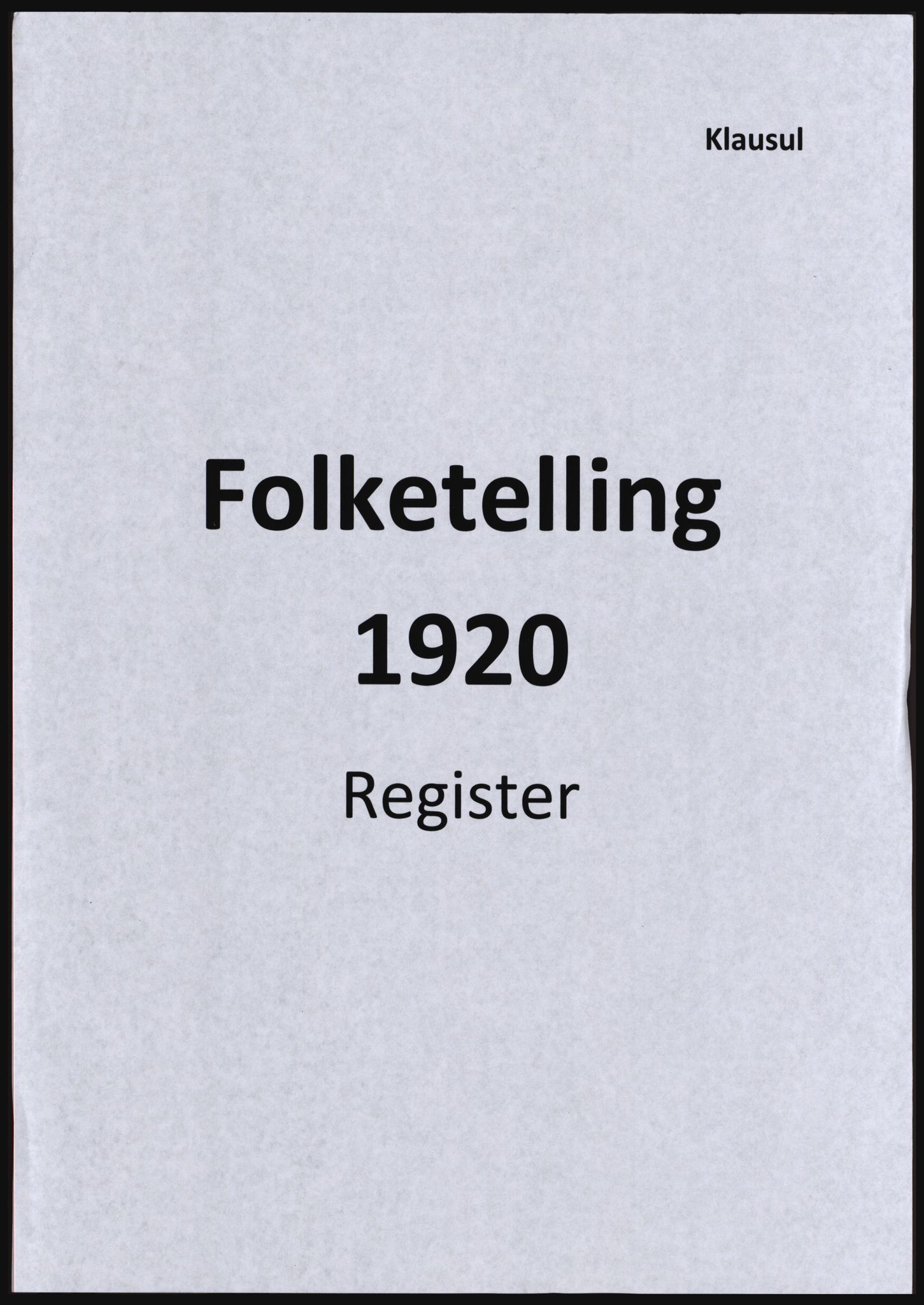 SAST, Avskrift av folketellingen 1920 for Høle herred, 1920, s. 1