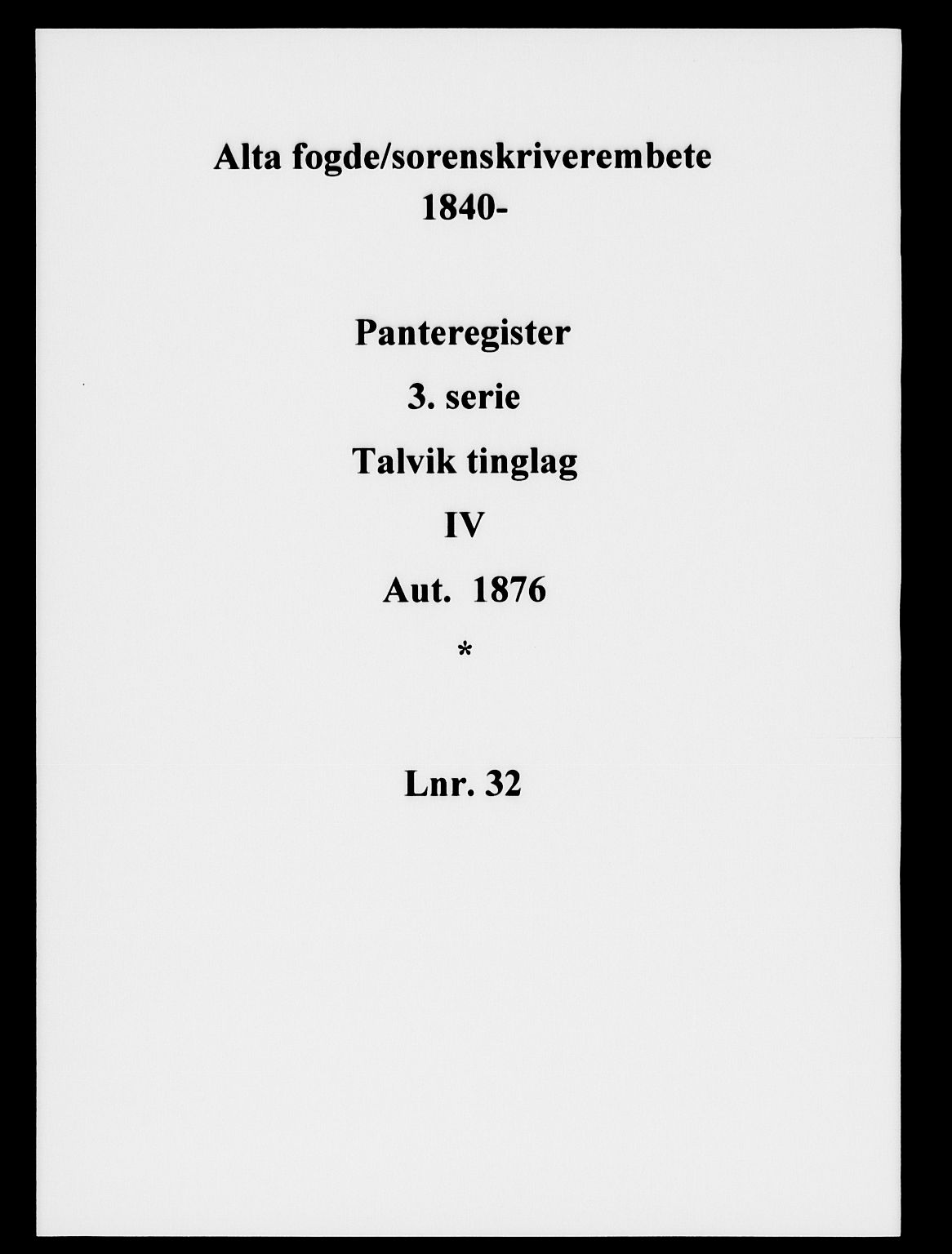 Alta fogderi/sorenskriveri, SATØ/SATØ-5/1/K/Kb/Kbc/L0032pantereg: Panteregister nr. 32