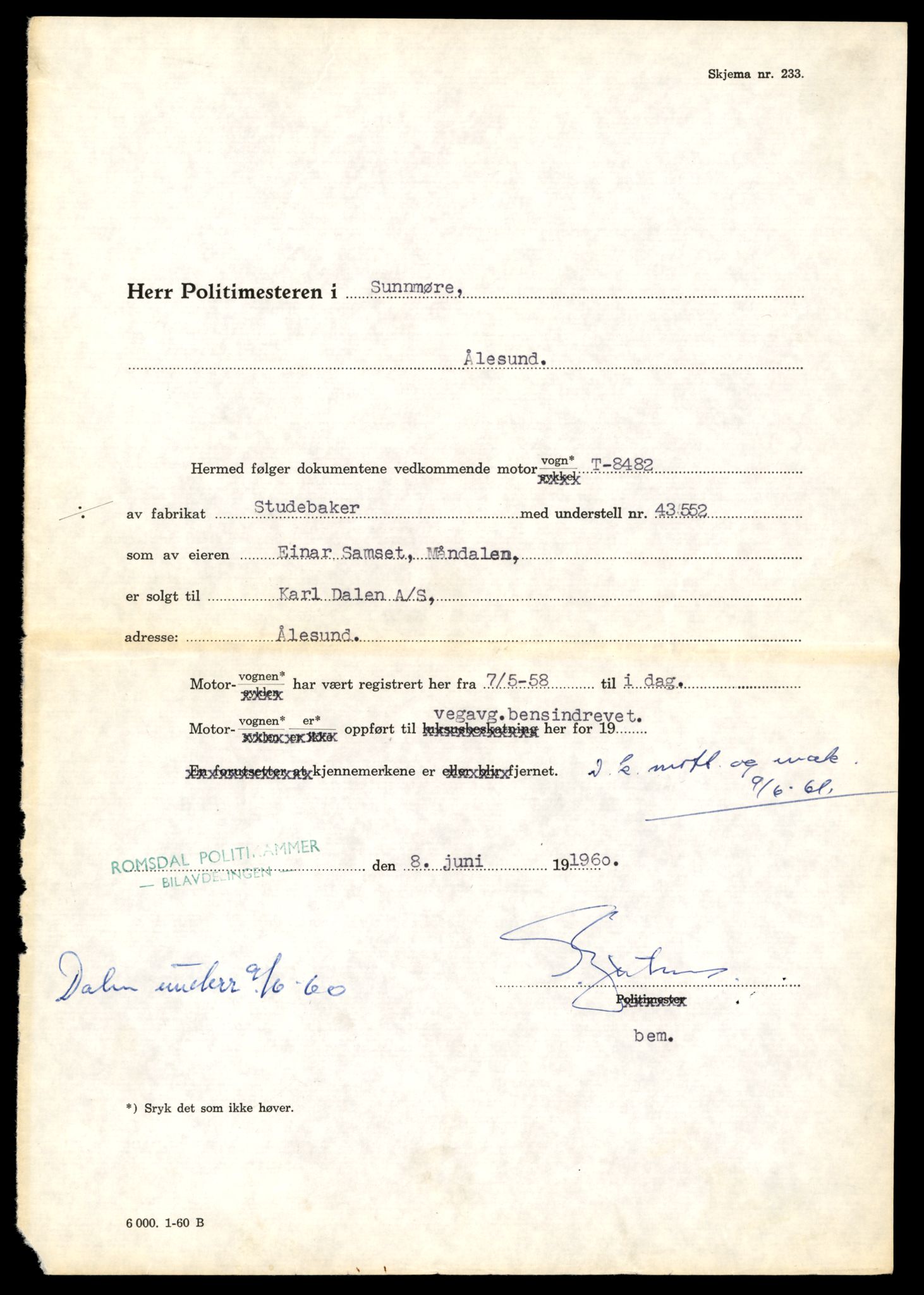 Møre og Romsdal vegkontor - Ålesund trafikkstasjon, AV/SAT-A-4099/F/Fe/L0036: Registreringskort for kjøretøy T 12831 - T 13030, 1927-1998, s. 325
