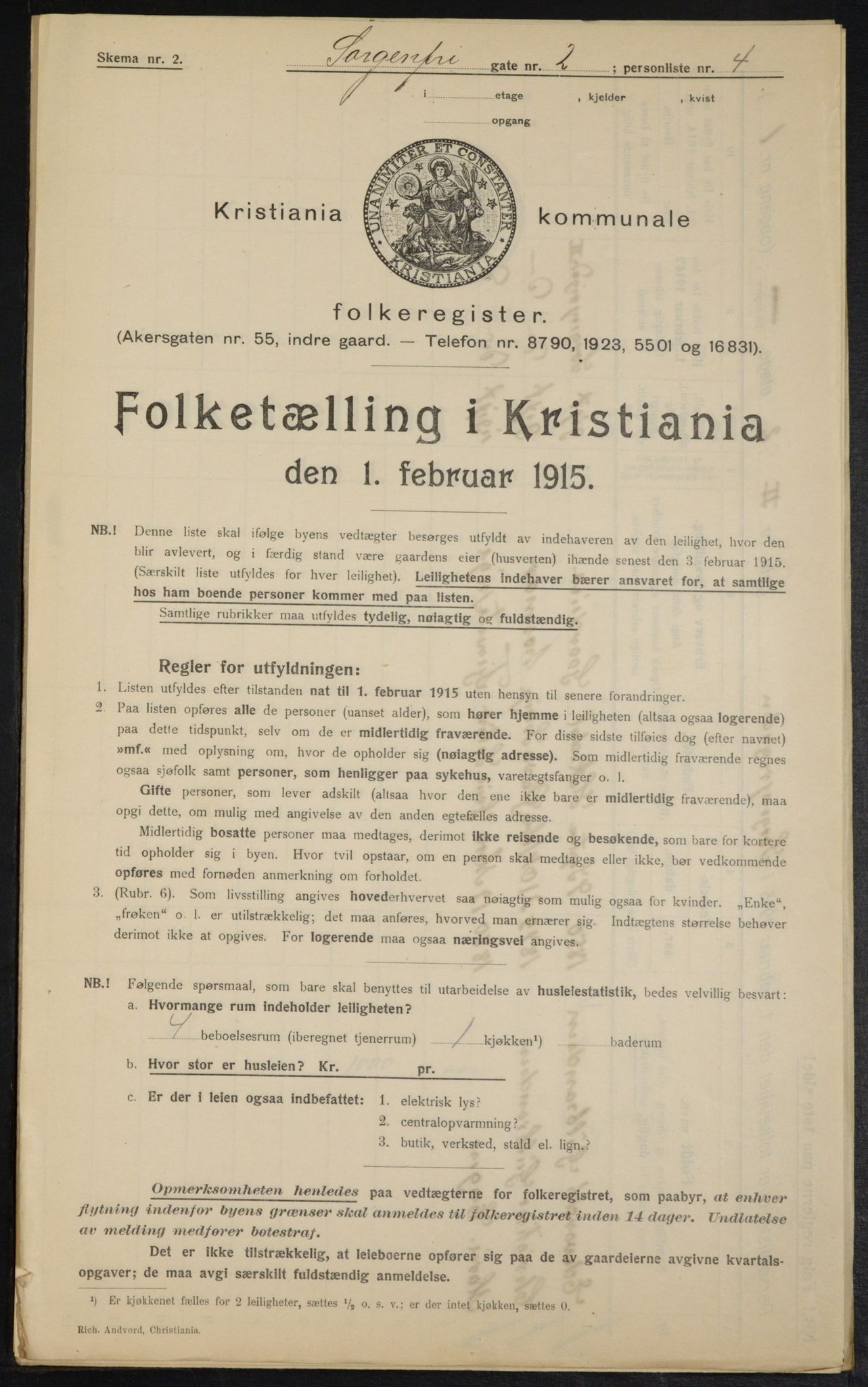 OBA, Kommunal folketelling 1.2.1915 for Kristiania, 1915, s. 99631