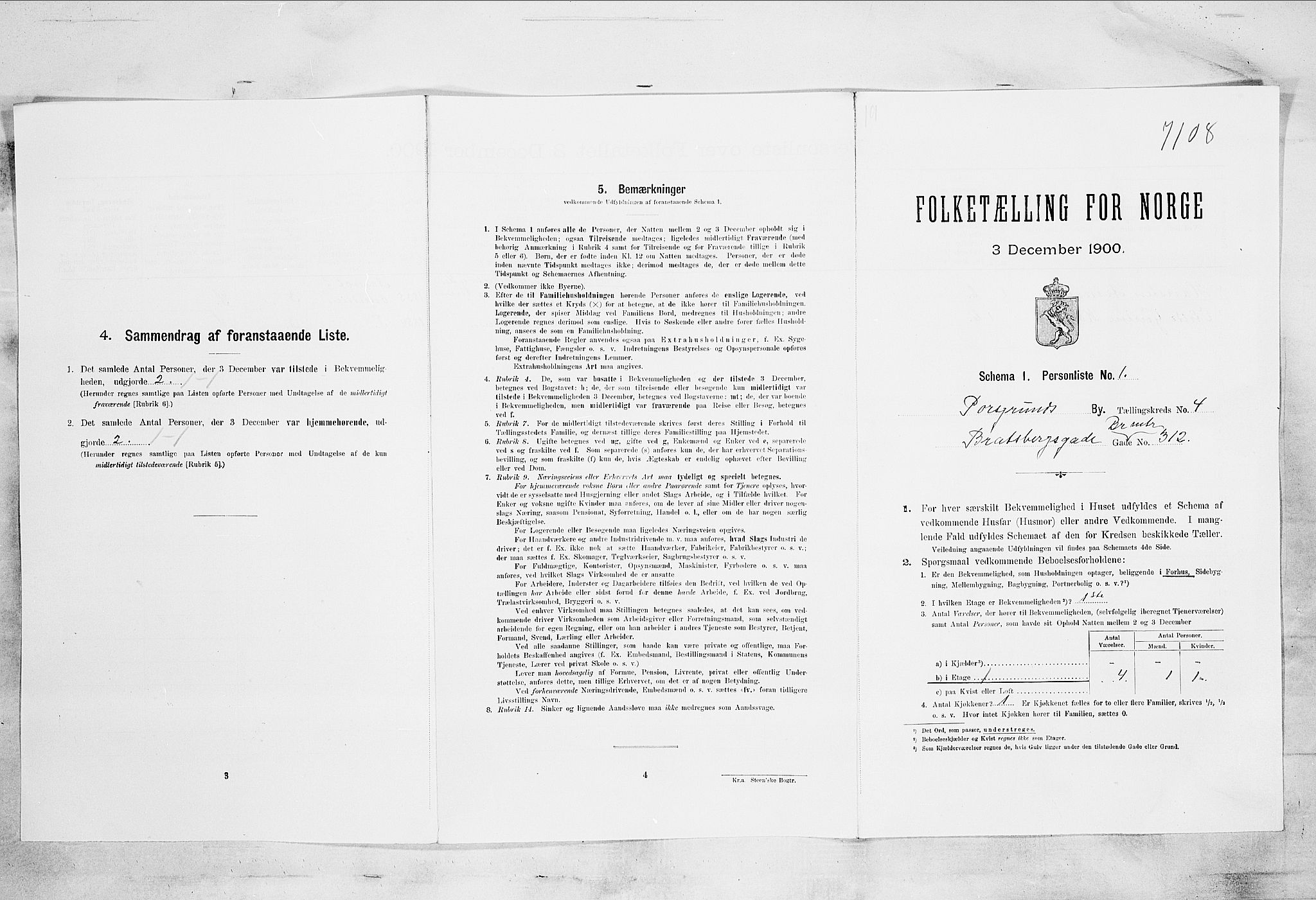 SAKO, Folketelling 1900 for 0805 Porsgrunn kjøpstad, 1900, s. 3413