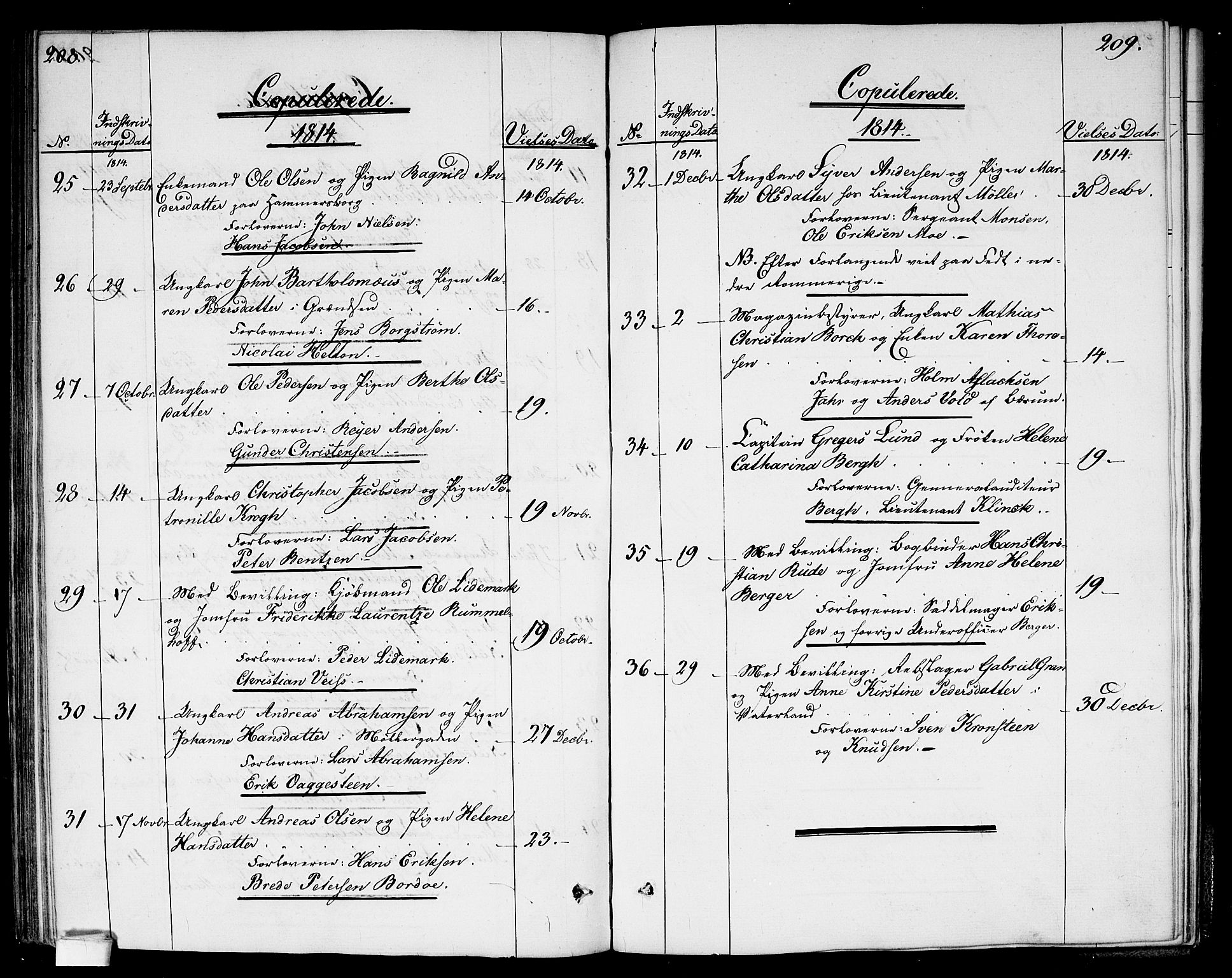 Garnisonsmenigheten Kirkebøker, SAO/A-10846/G/Ga/L0002: Klokkerbok nr. 2, 1810-1814, s. 208-209