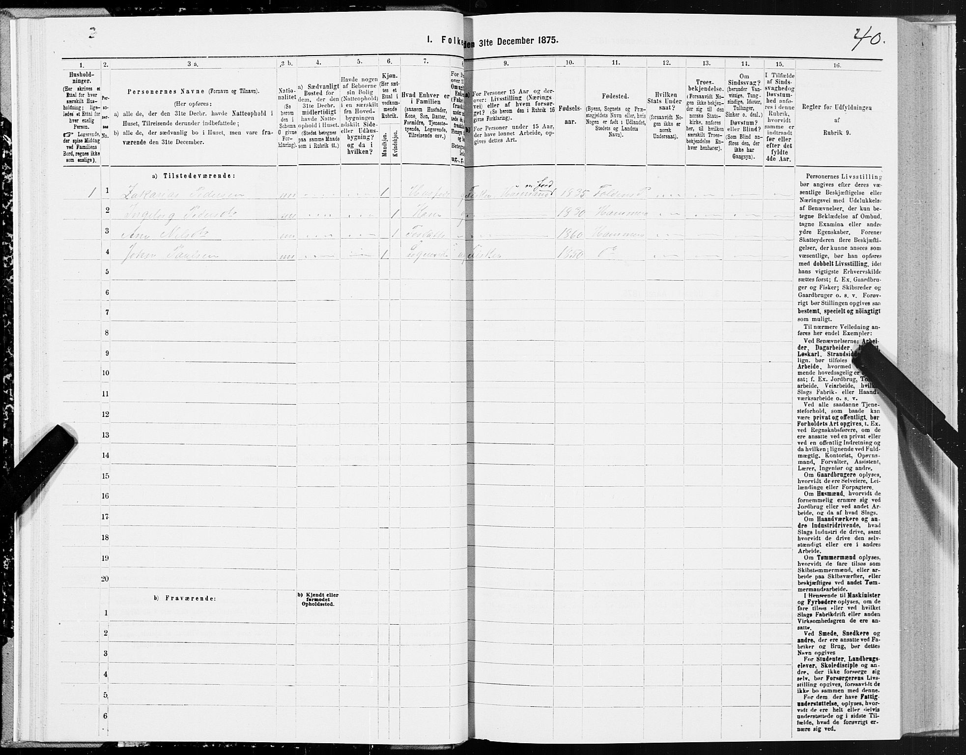 SAT, Folketelling 1875 for 1849P Hamarøy prestegjeld, 1875, s. 2040