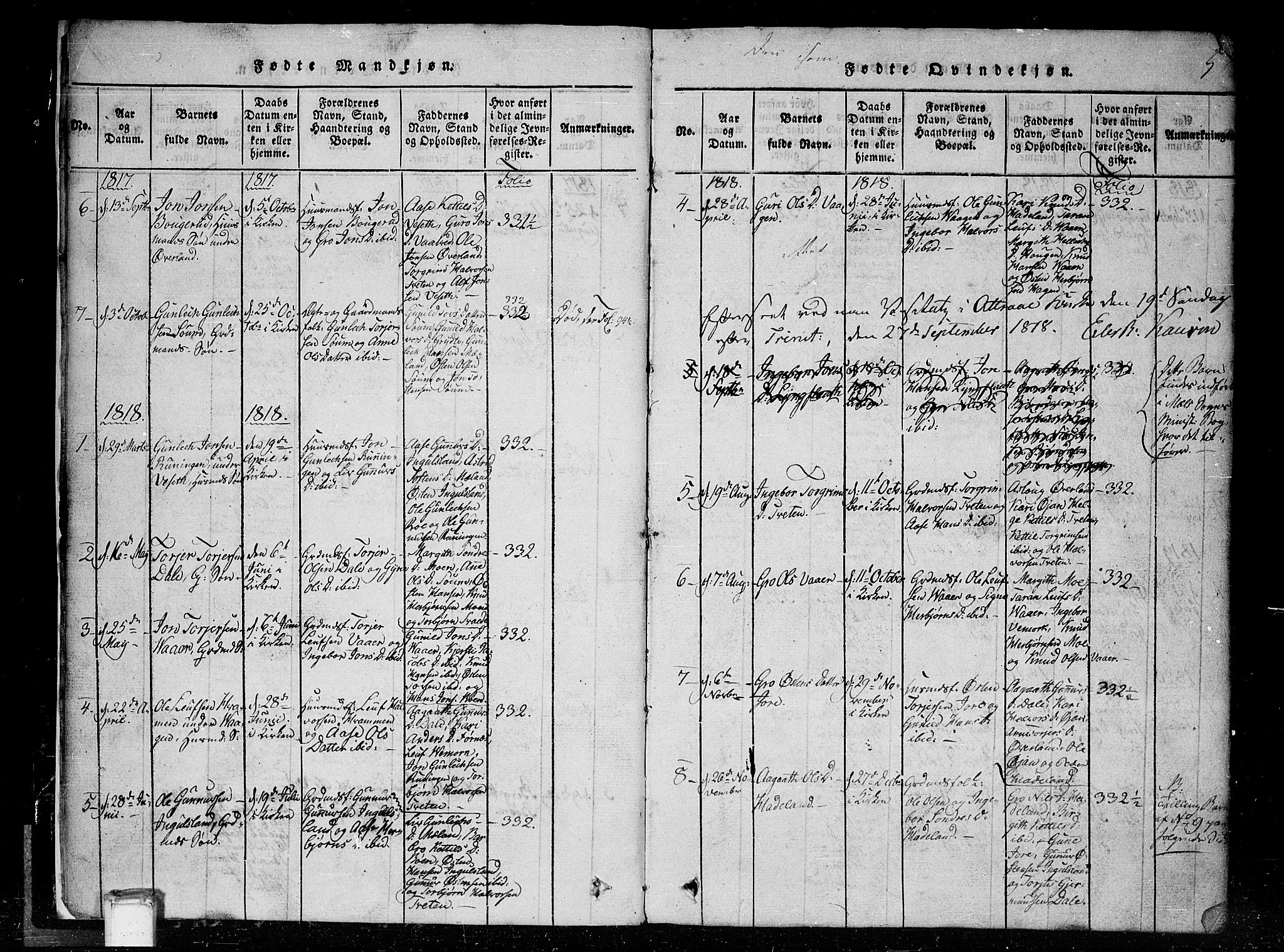 Tinn kirkebøker, AV/SAKO-A-308/G/Gc/L0001: Klokkerbok nr. III 1, 1815-1879, s. 5