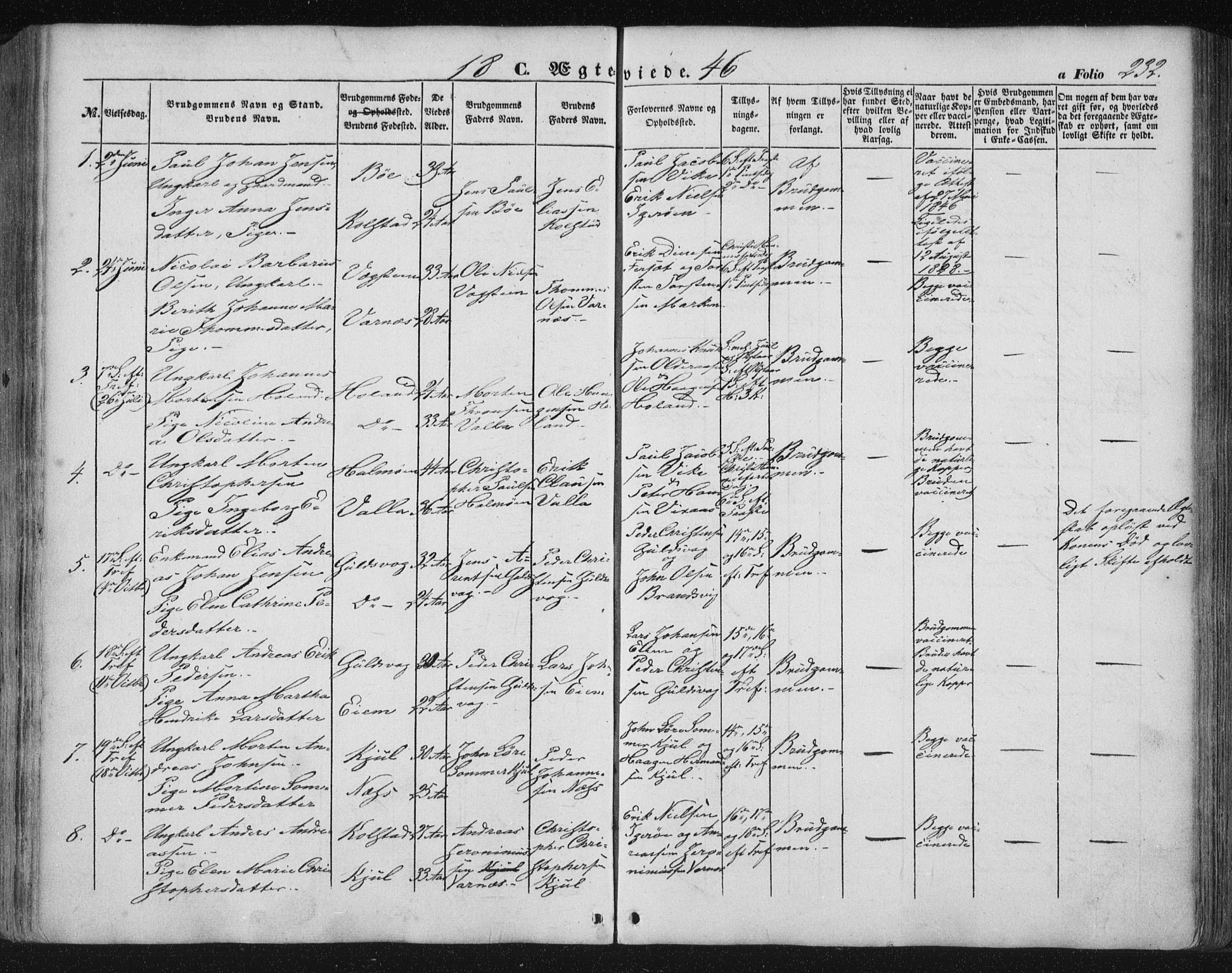 Ministerialprotokoller, klokkerbøker og fødselsregistre - Nordland, AV/SAT-A-1459/816/L0240: Ministerialbok nr. 816A06, 1846-1870, s. 232