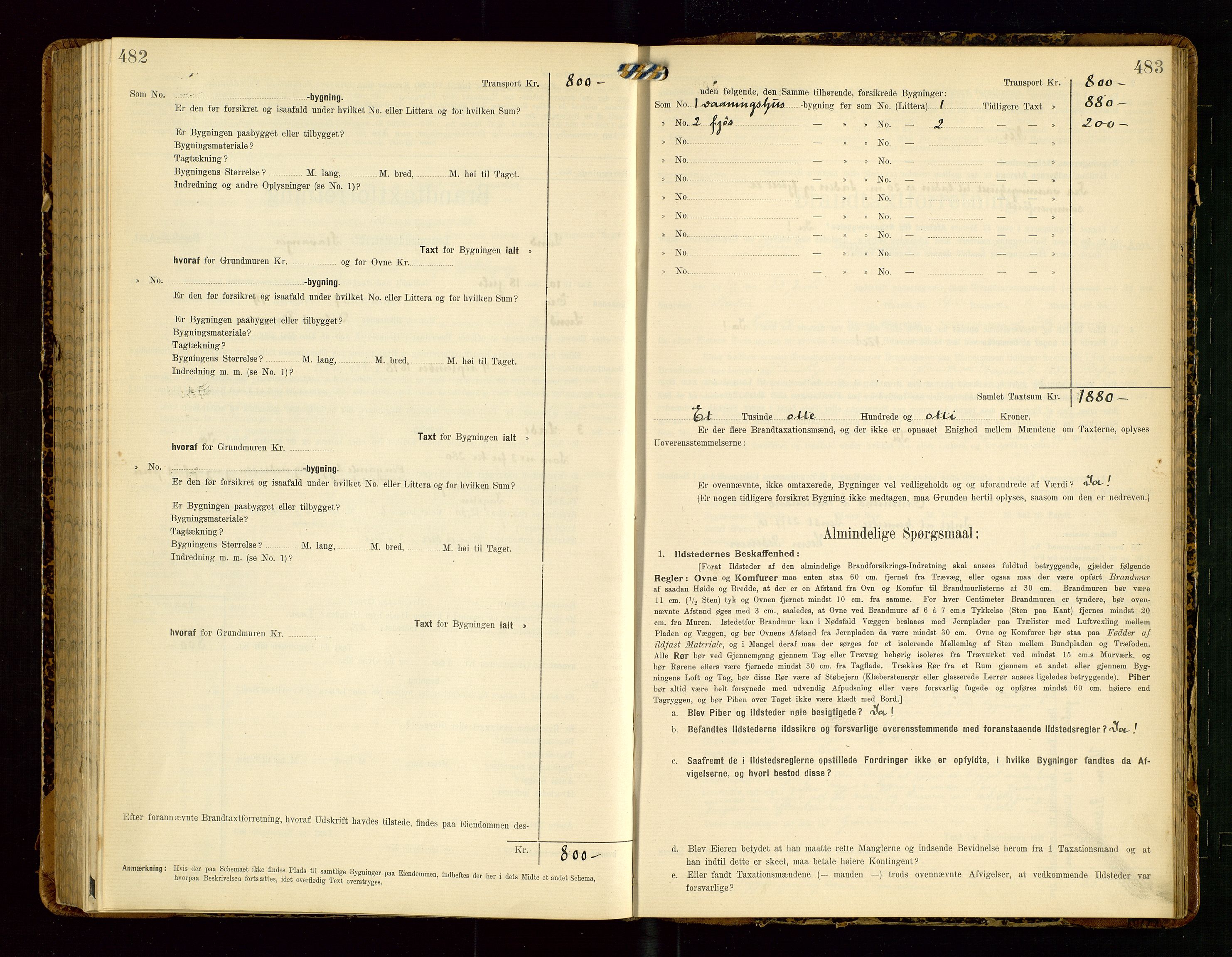 Lund lensmannskontor, SAST/A-100303/Gob/L0002: "Brandtakstprotokol", 1908-1918, s. 482-483