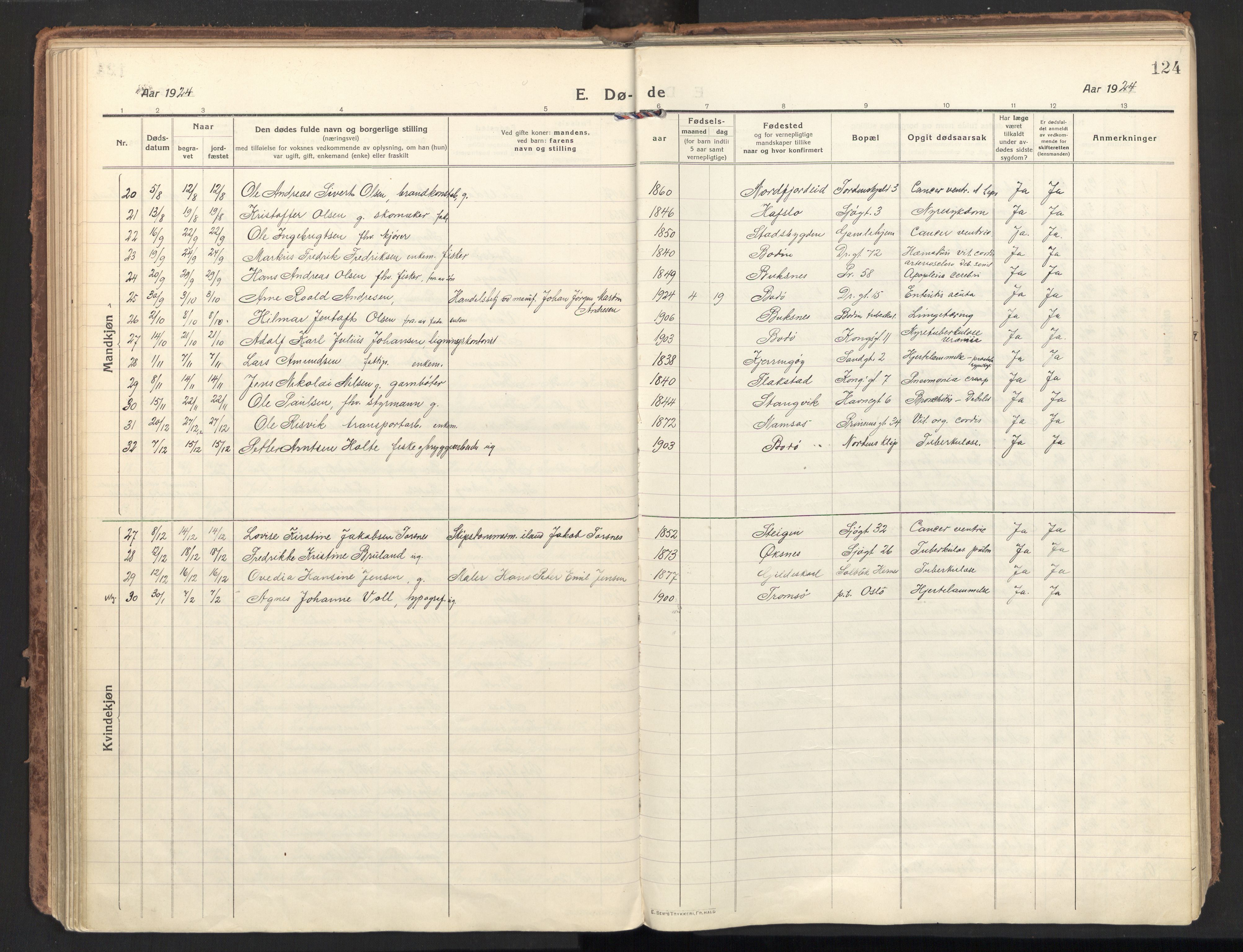 Ministerialprotokoller, klokkerbøker og fødselsregistre - Nordland, SAT/A-1459/801/L0018: Ministerialbok nr. 801A18, 1916-1930, s. 124