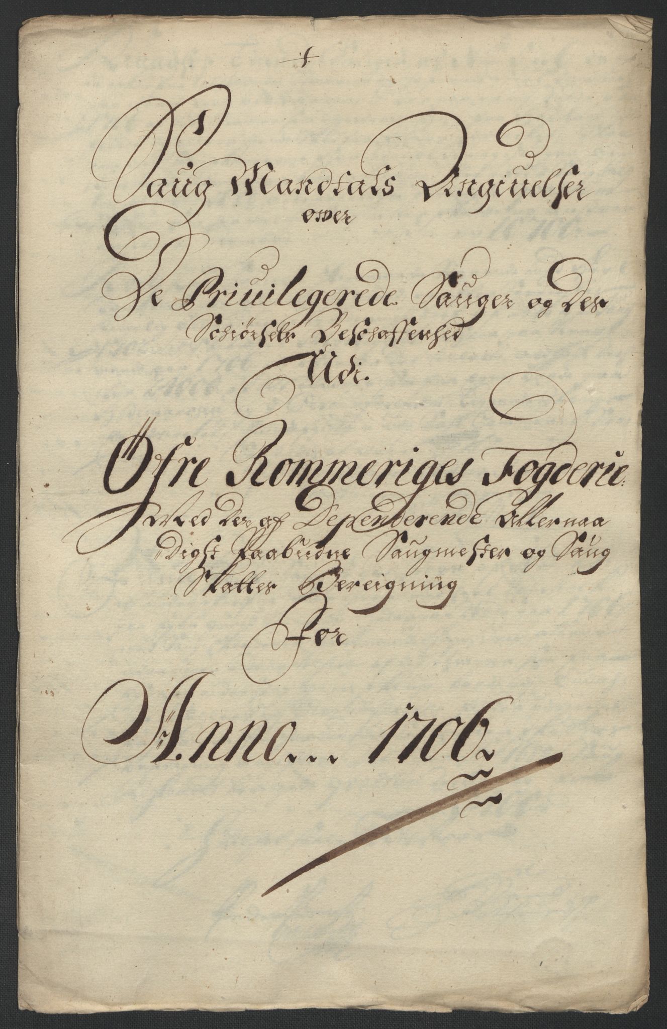 Rentekammeret inntil 1814, Reviderte regnskaper, Fogderegnskap, AV/RA-EA-4092/R12/L0718: Fogderegnskap Øvre Romerike, 1706-1707, s. 186