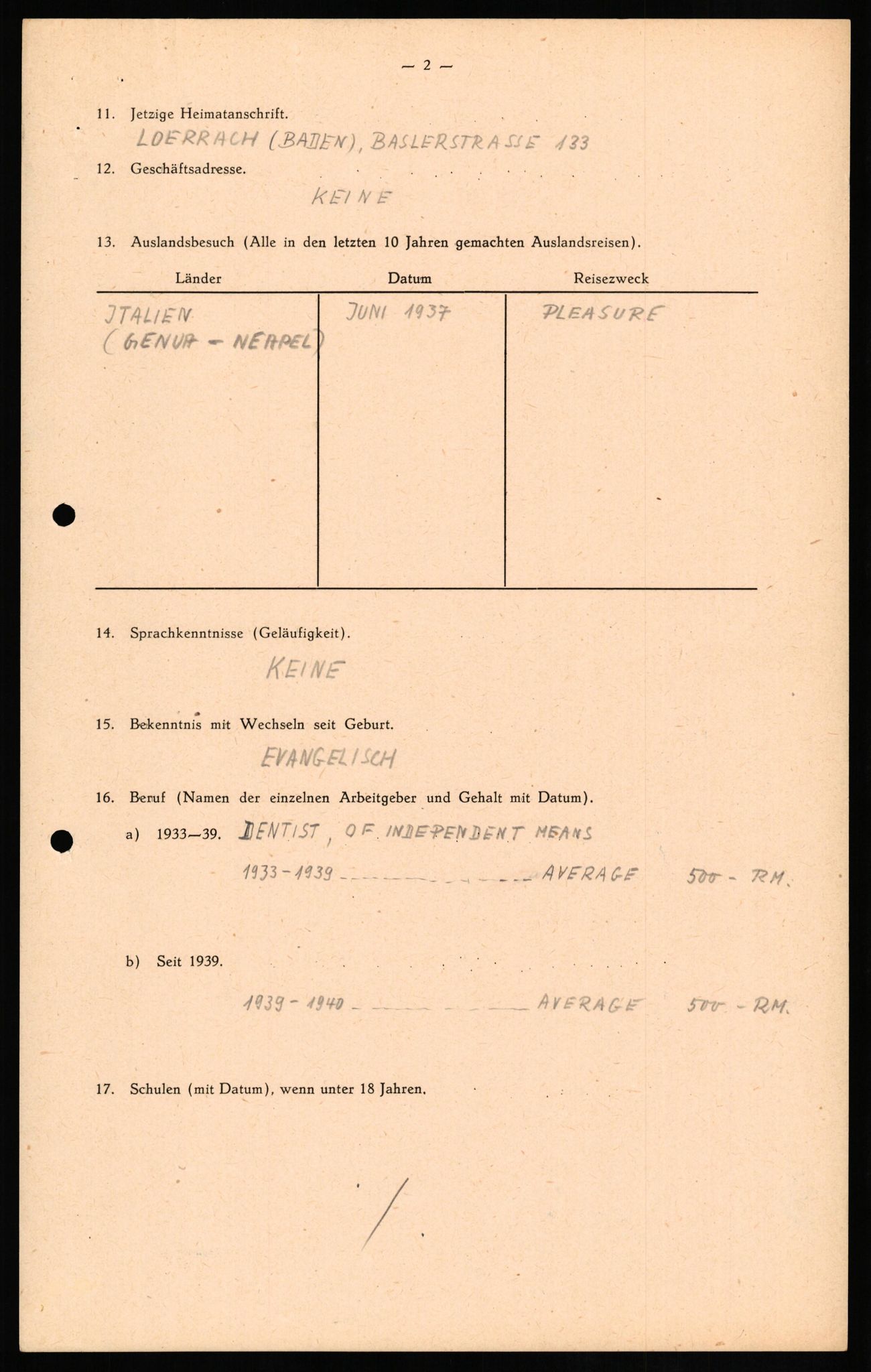 Forsvaret, Forsvarets overkommando II, AV/RA-RAFA-3915/D/Db/L0017: CI Questionaires. Tyske okkupasjonsstyrker i Norge. Tyskere., 1945-1946, s. 407