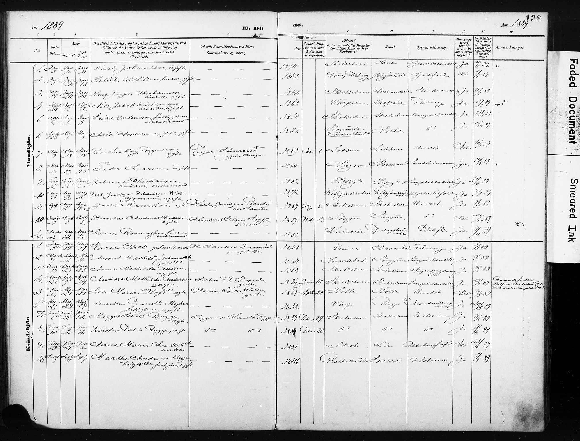 Eiker kirkebøker, AV/SAKO-A-4/F/Fc/L0002: Ministerialbok nr. III 2, 1889-1897, s. 138