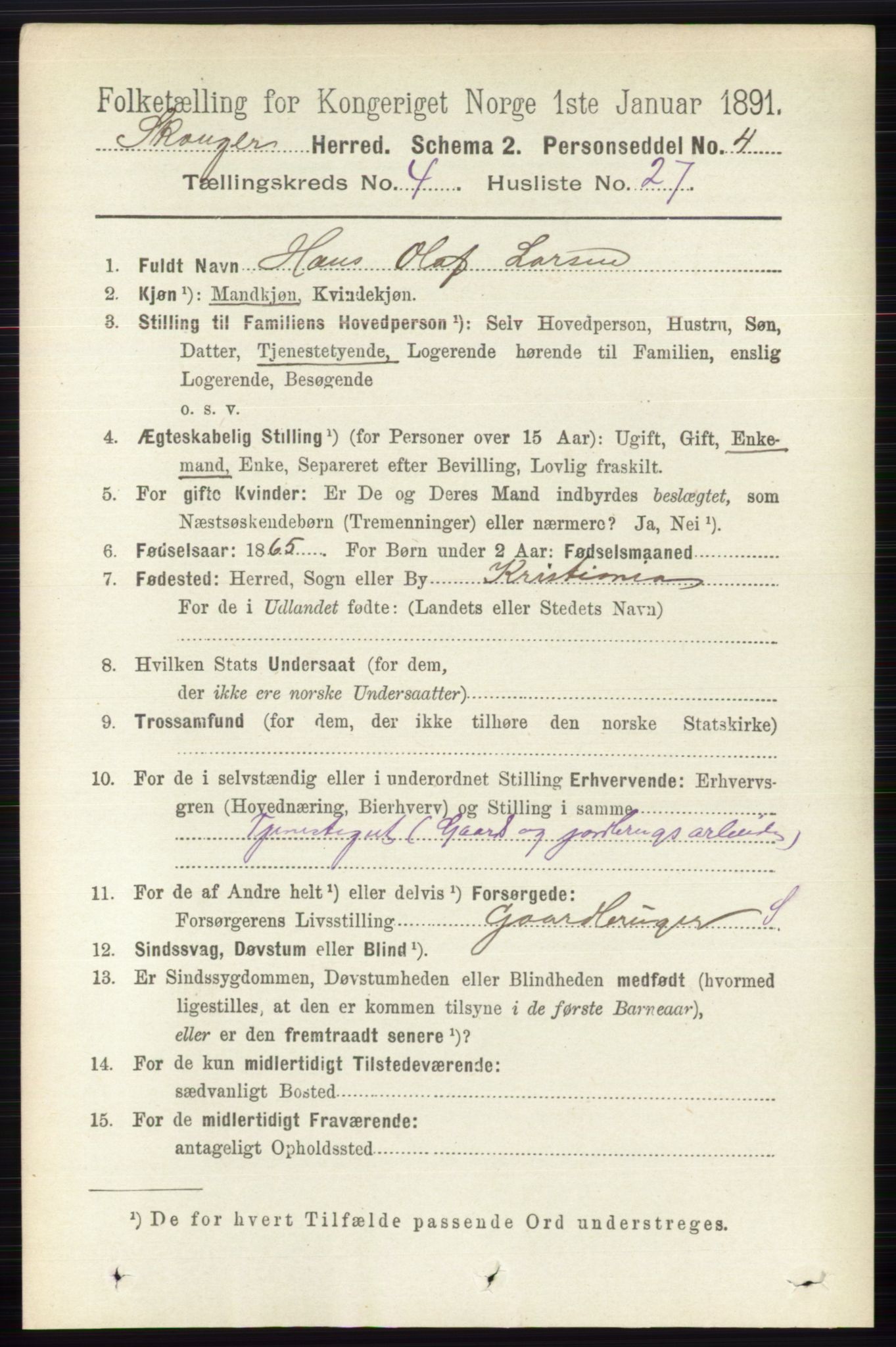 RA, Folketelling 1891 for 0712 Skoger herred, 1891, s. 2447