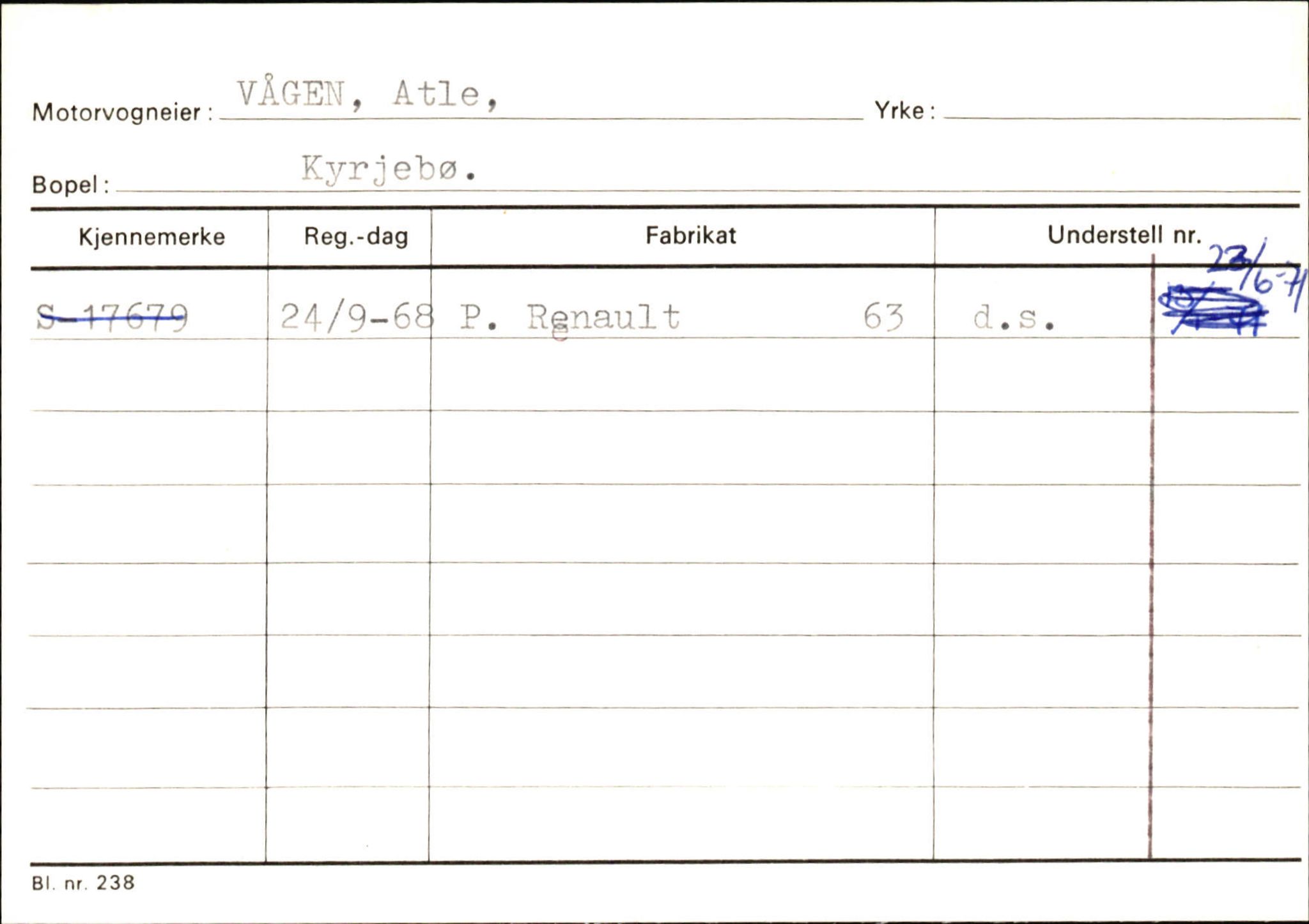 Statens vegvesen, Sogn og Fjordane vegkontor, SAB/A-5301/4/F/L0131: Eigarregister Høyanger P-Å. Stryn S-Å, 1945-1975, s. 852