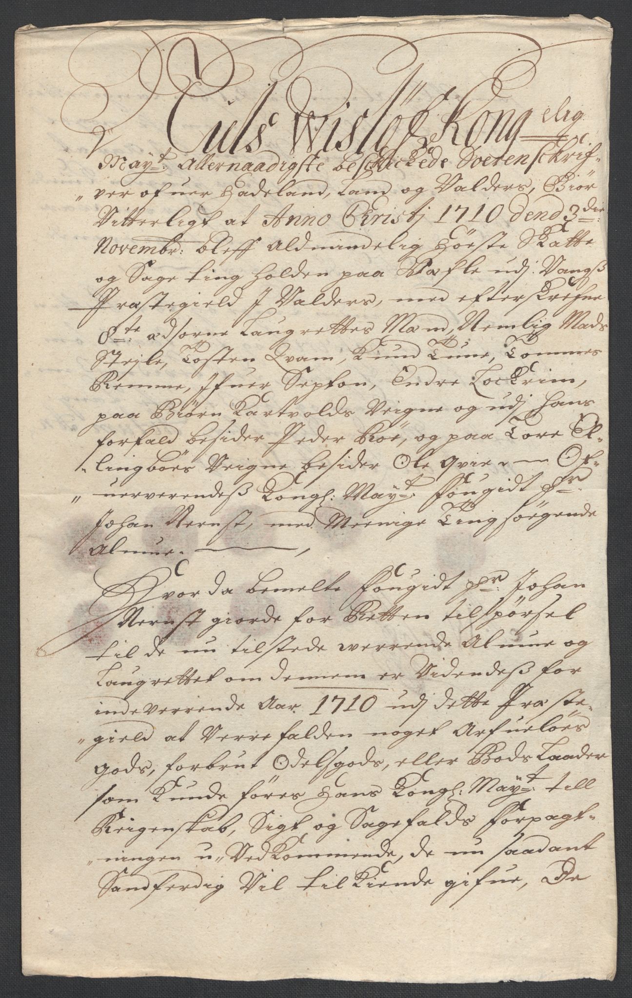 Rentekammeret inntil 1814, Reviderte regnskaper, Fogderegnskap, AV/RA-EA-4092/R18/L1307: Fogderegnskap Hadeland, Toten og Valdres, 1710, s. 41