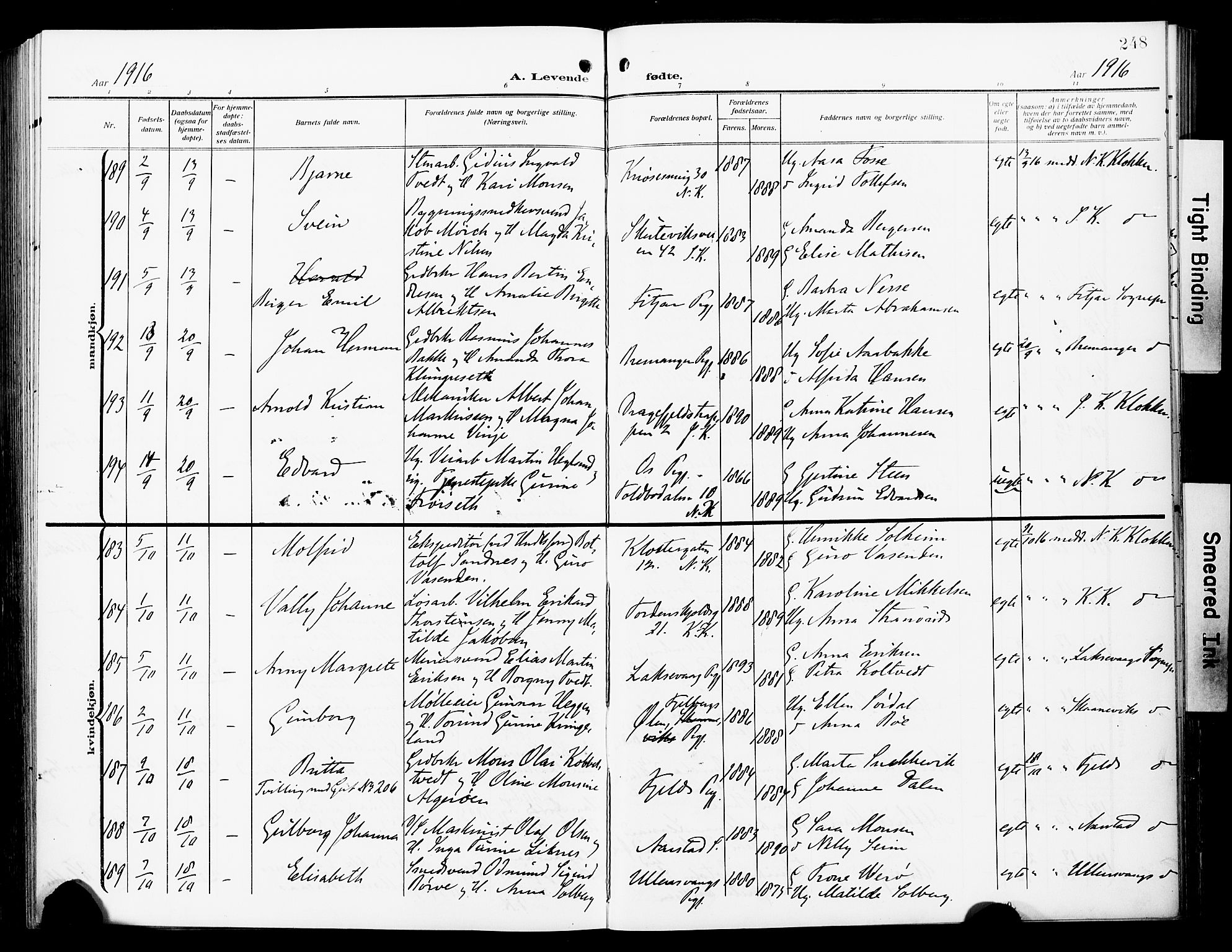Fødselsstiftelsens sokneprestembete*, SAB/-: Ministerialbok nr. A 4, 1910-1918, s. 248