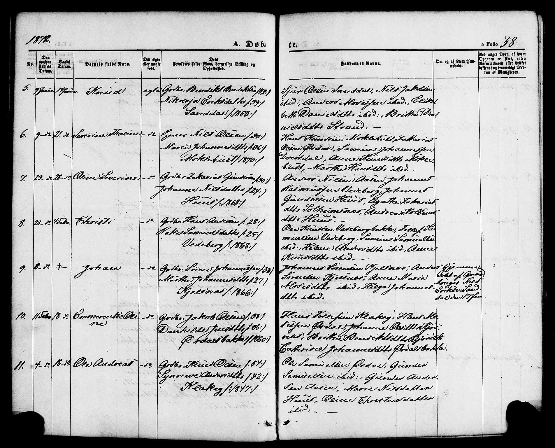 Jølster sokneprestembete, AV/SAB-A-80701/H/Haa/Haaa/L0011: Ministerialbok nr. A 11, 1866-1881, s. 58